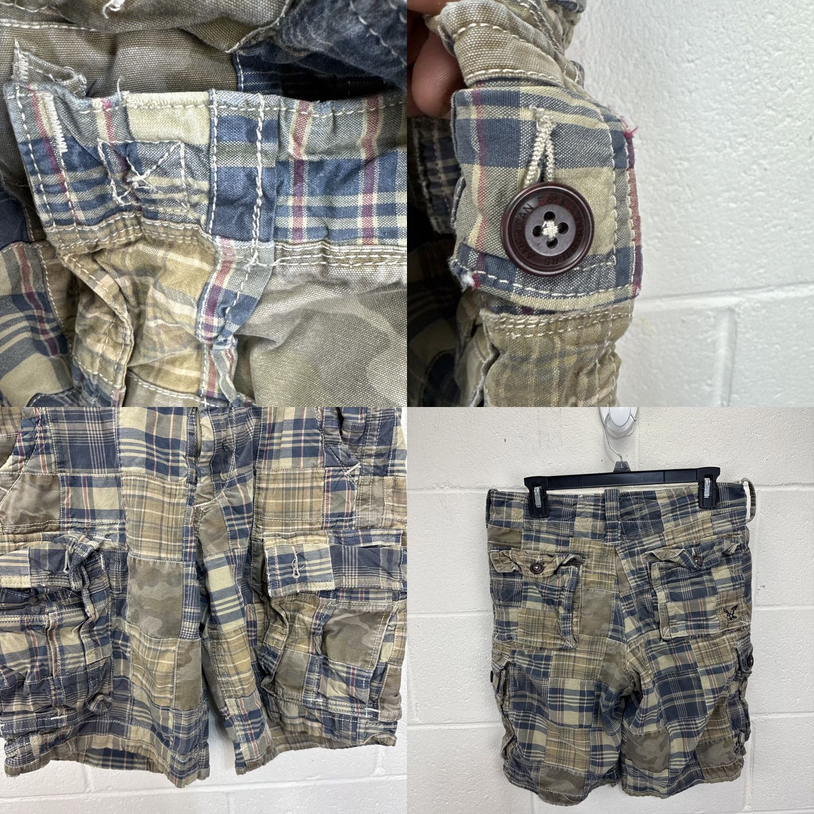 American Eagle Outfitters VINTAGE American Eagle Short Mens 30 Cargo Plaid Patches Longer Length Size US 30 / EU 46 - 8 Thumbnail