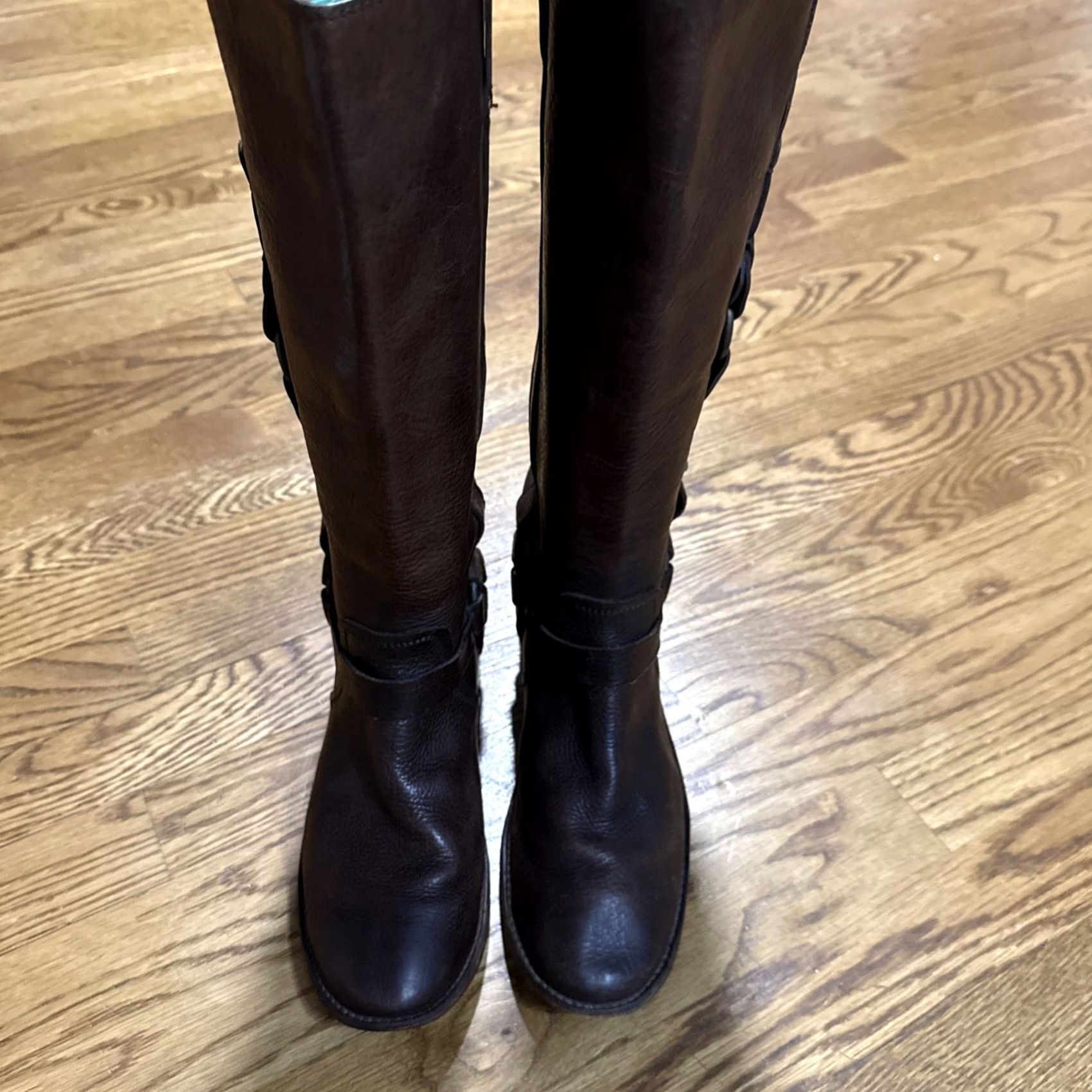 Frye Frye Paige Loop Pull On Harness Boots Brown Brass Hardware Mexico 9B Leather Boots Women Harness Biker Western Distressed Leather Size US 9 / IT 39 - 3 Thumbnail