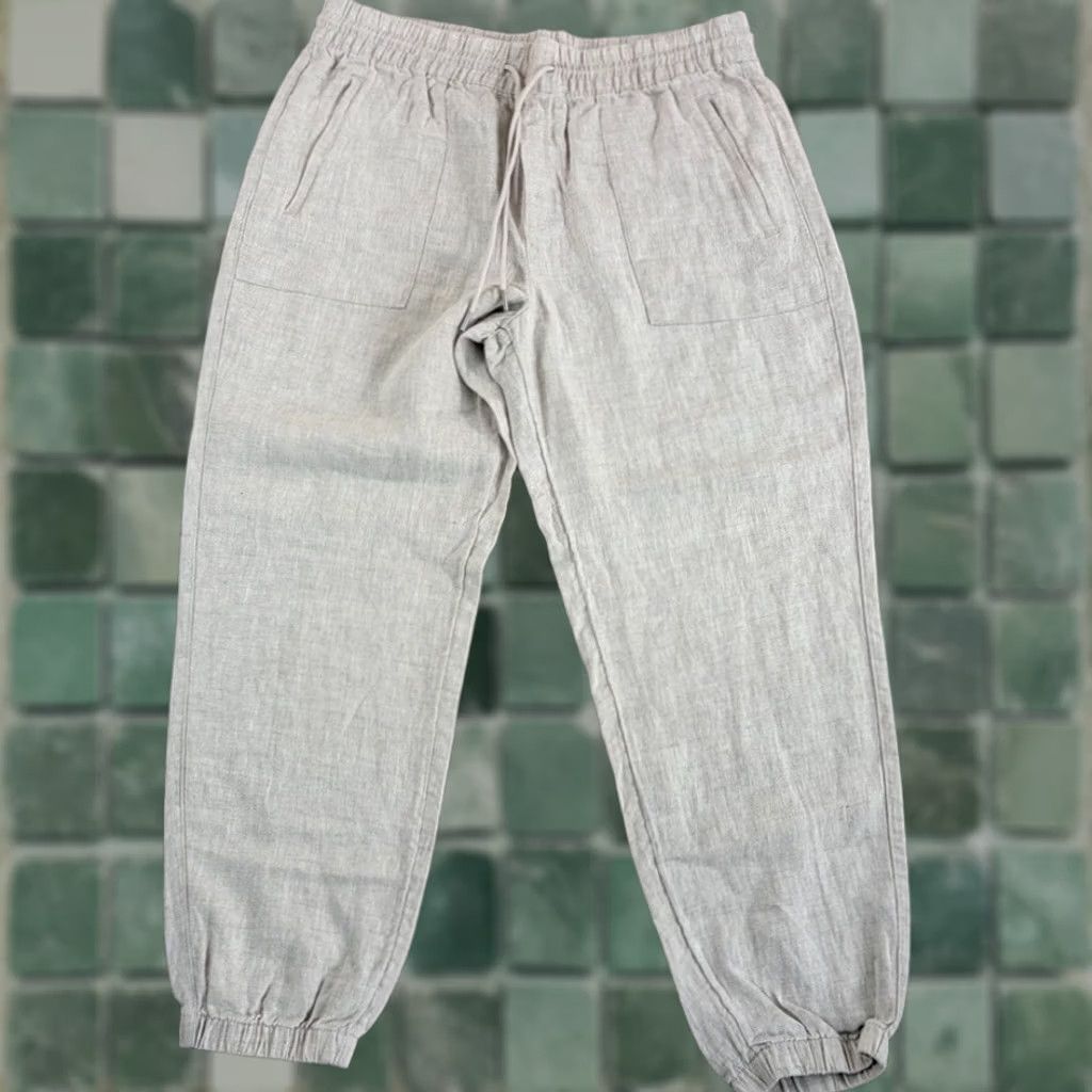 Athleta Athleta Retreat Linen High Rise Jogger in Beige Womens L 100% Linen Beige Jogger Athleisure NWT Size 36" / US 14 / IT 50 - 1 Thumbnail