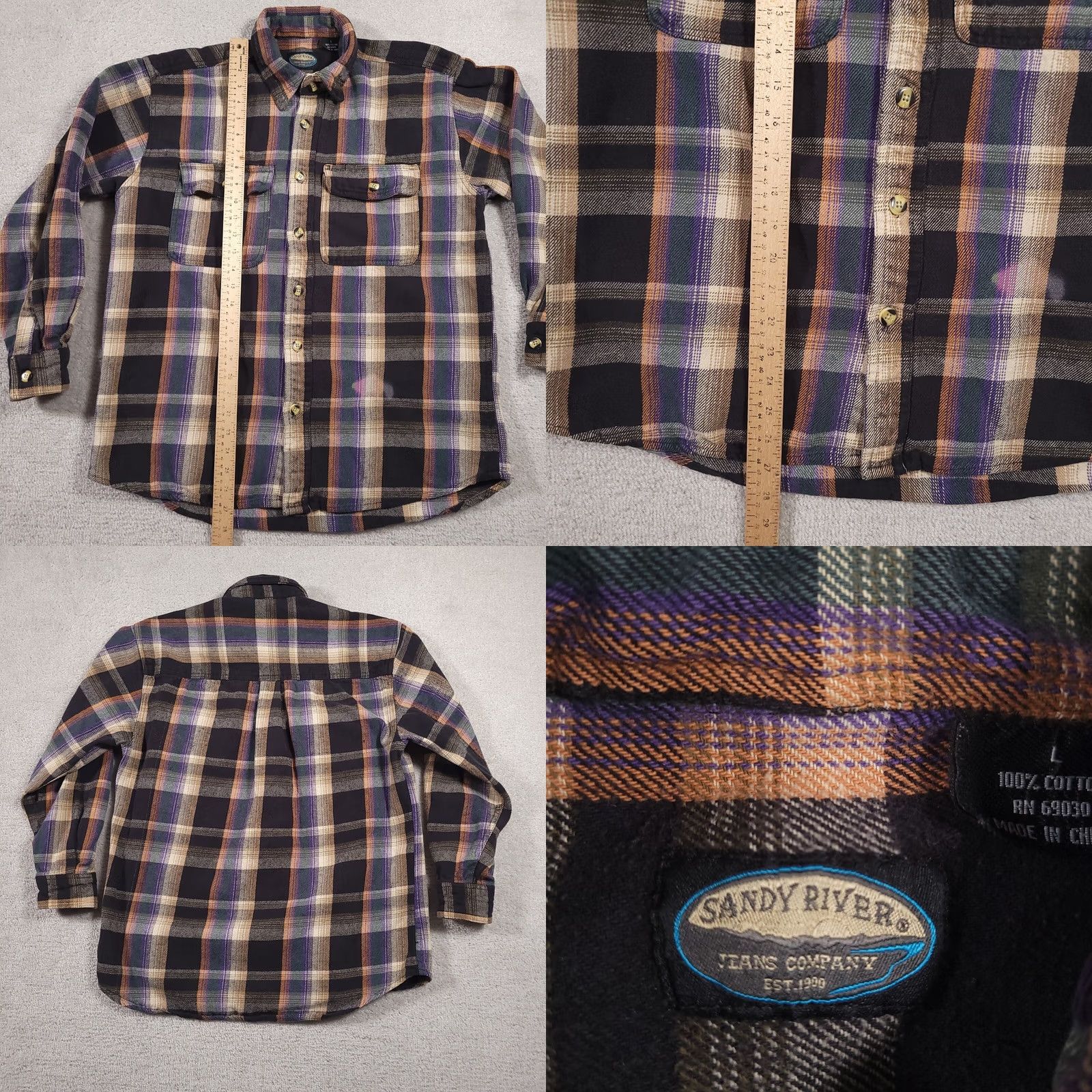 CO Sandy River Jeans Co Heavy Button Up Flannel Shacket Shirt Mens Large Workwear Shirt Size US L / EU 52-54 / 3 - 8 Thumbnail