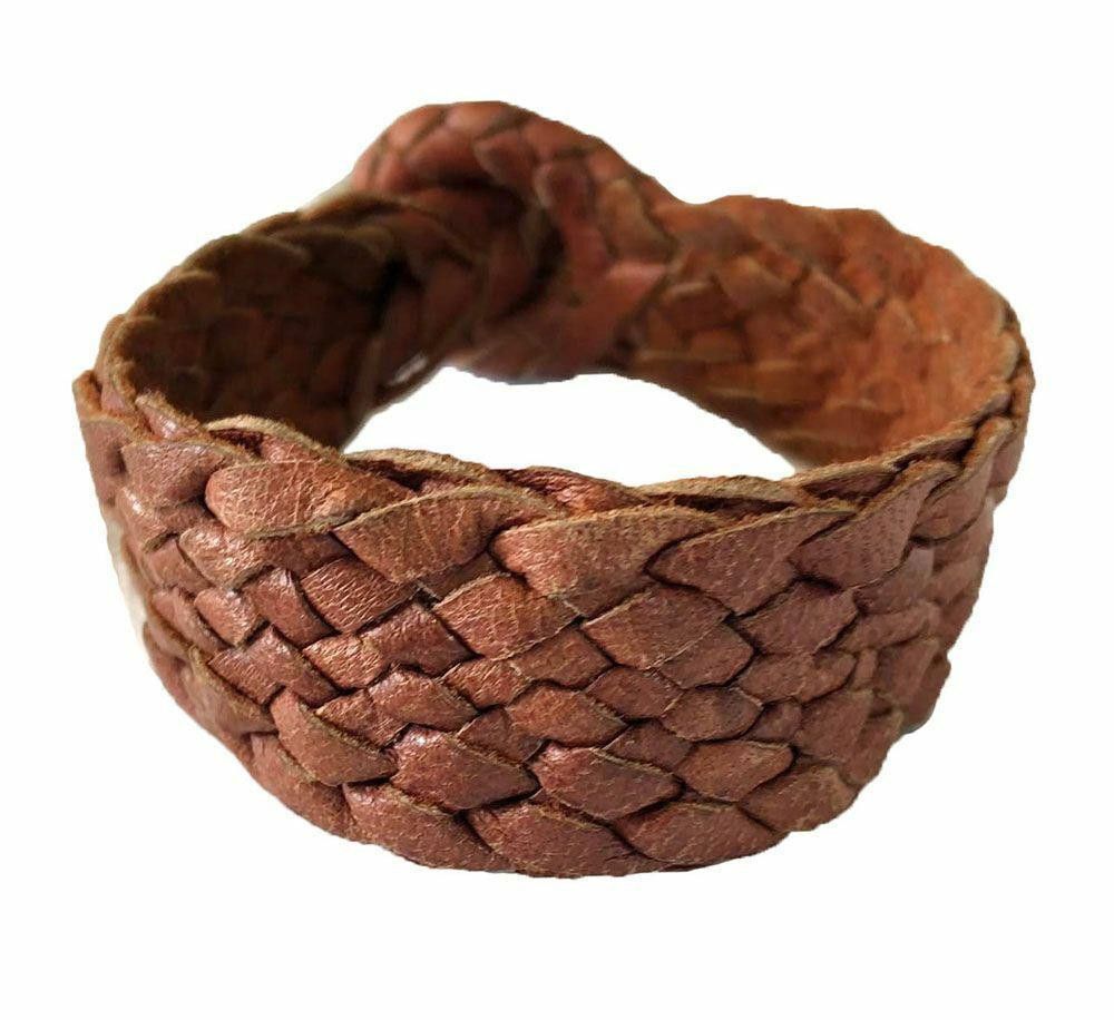 Designer New Brown Leather Hand Made Bracelet Size ONE SIZE - 1 Thumbnail