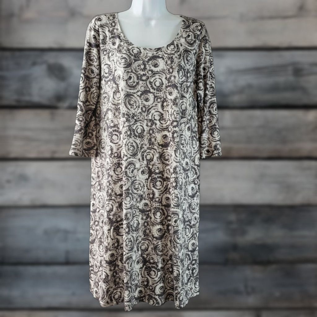 J. Jill PureJill Dress Womens Gray Medium 3/4 Sleeve Pockets Cotton Blend Scoop Neck Shirt Style Casual Womens M Size M / US 6-8 / IT 42-44 - 1 Thumbnail