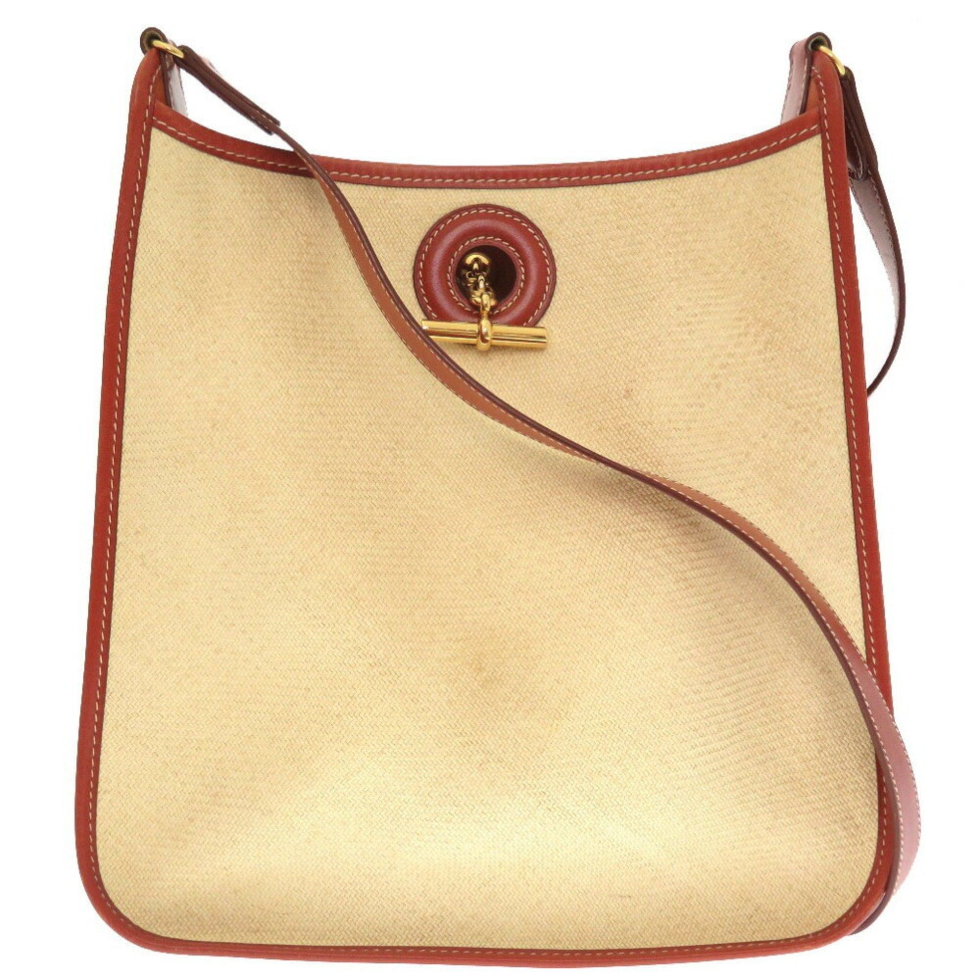 image of Hermes Vespa Pm Straw Beige Shoulder Bag Brown in Black, Women's