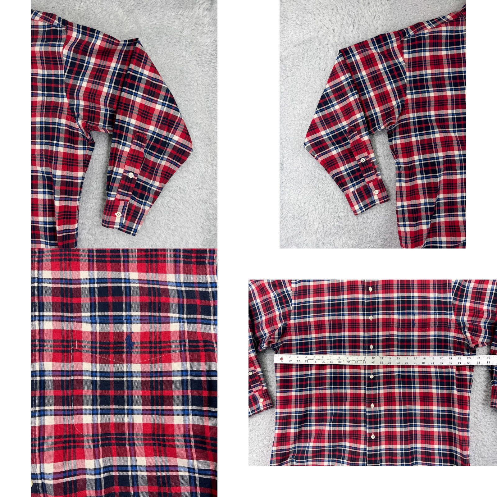 Ralph Lauren VINTAGE Ralph Lauren Shirt Mens Small Red Blue Plaid Big Fit 100% Cotton Western Size US S / EU 44-46 / 1 - 8 Thumbnail