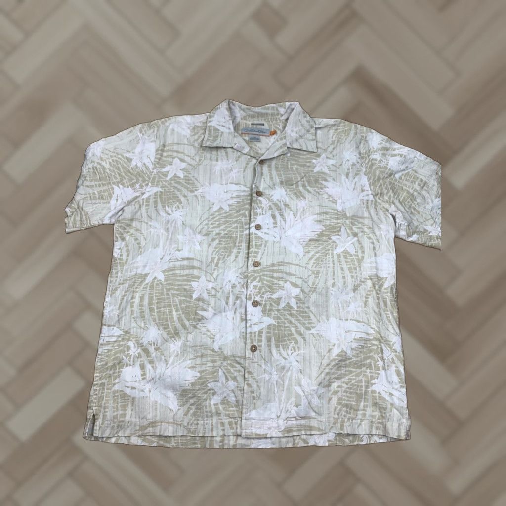 Quiksilver Quiksilver Button-Up Shirt M Men Floral Green/Tan Short Sleeve Comfort Fit Edition Size US 31 - 1 Thumbnail