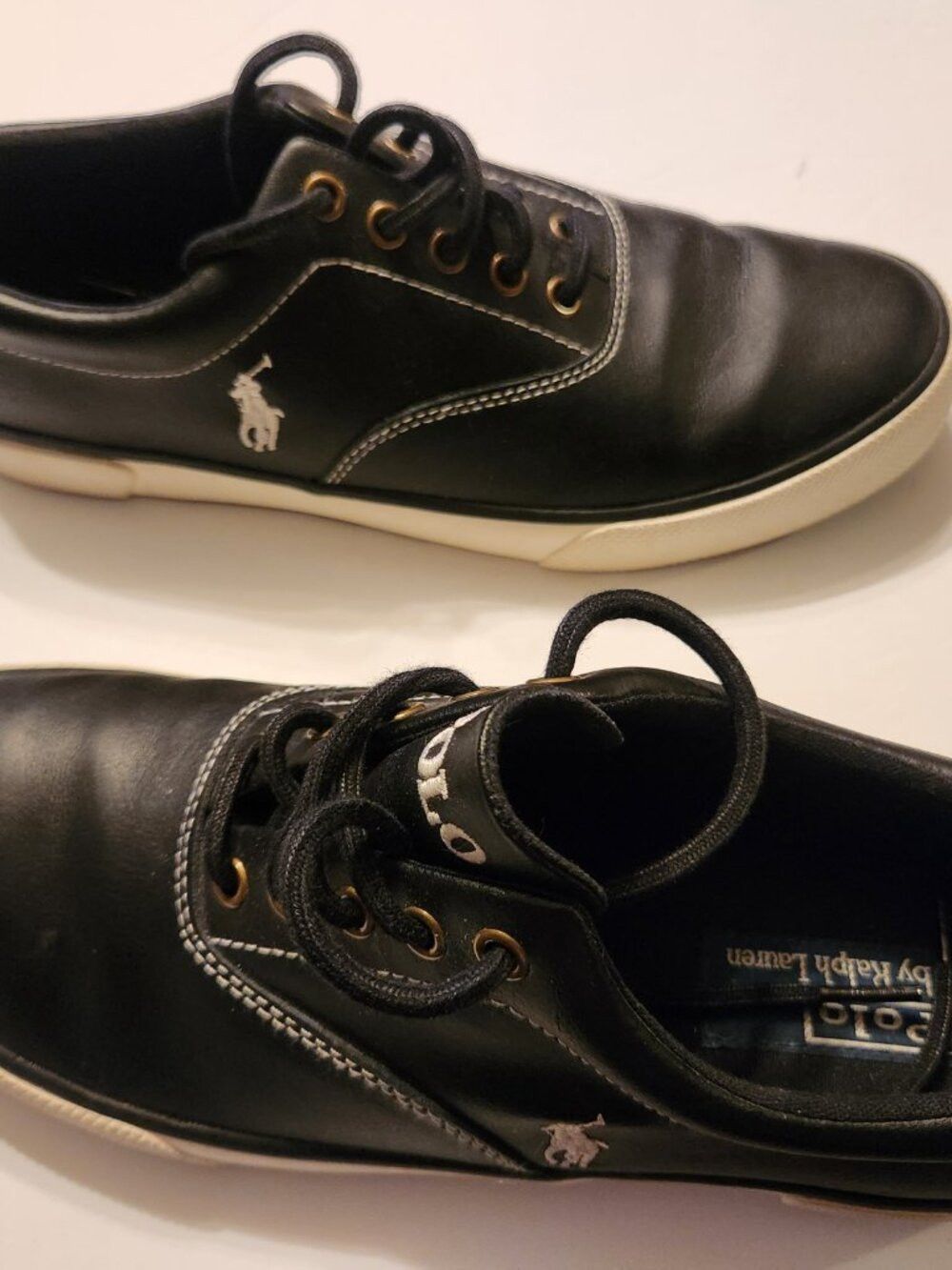 Polo Ralph Lauren polo Ralph Lauren men's black leather fashion sneakers 10D Size US 10 / EU 43 - 2 Thumbnail