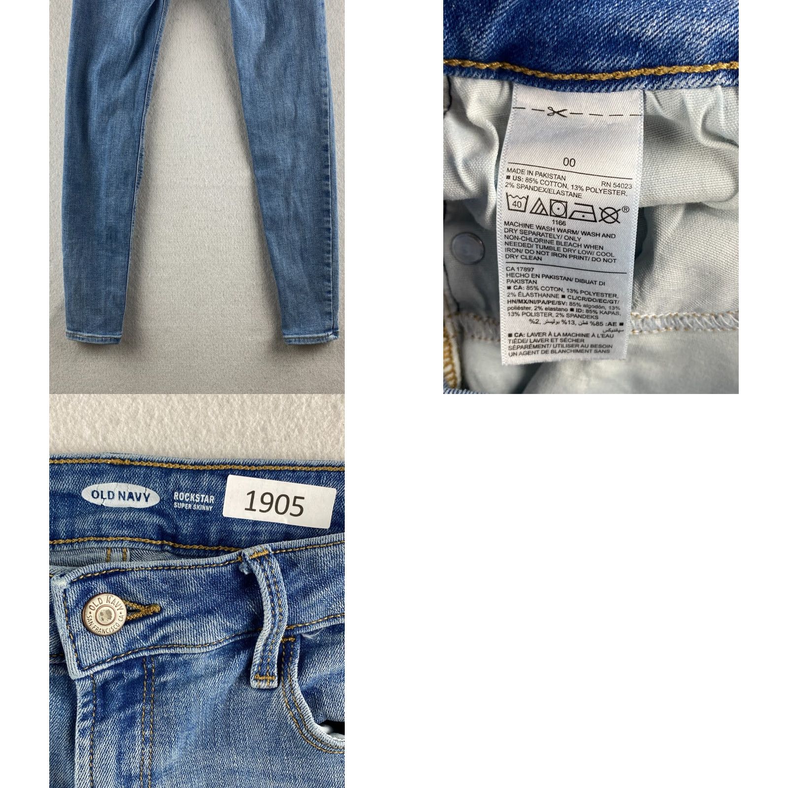 Old Navy Old Navy Rockstar Super Skinny Jeans Womens 00 Blue Stretch Denim Light Wash Size 24" / US 00 / IT 34 - 10 Thumbnail