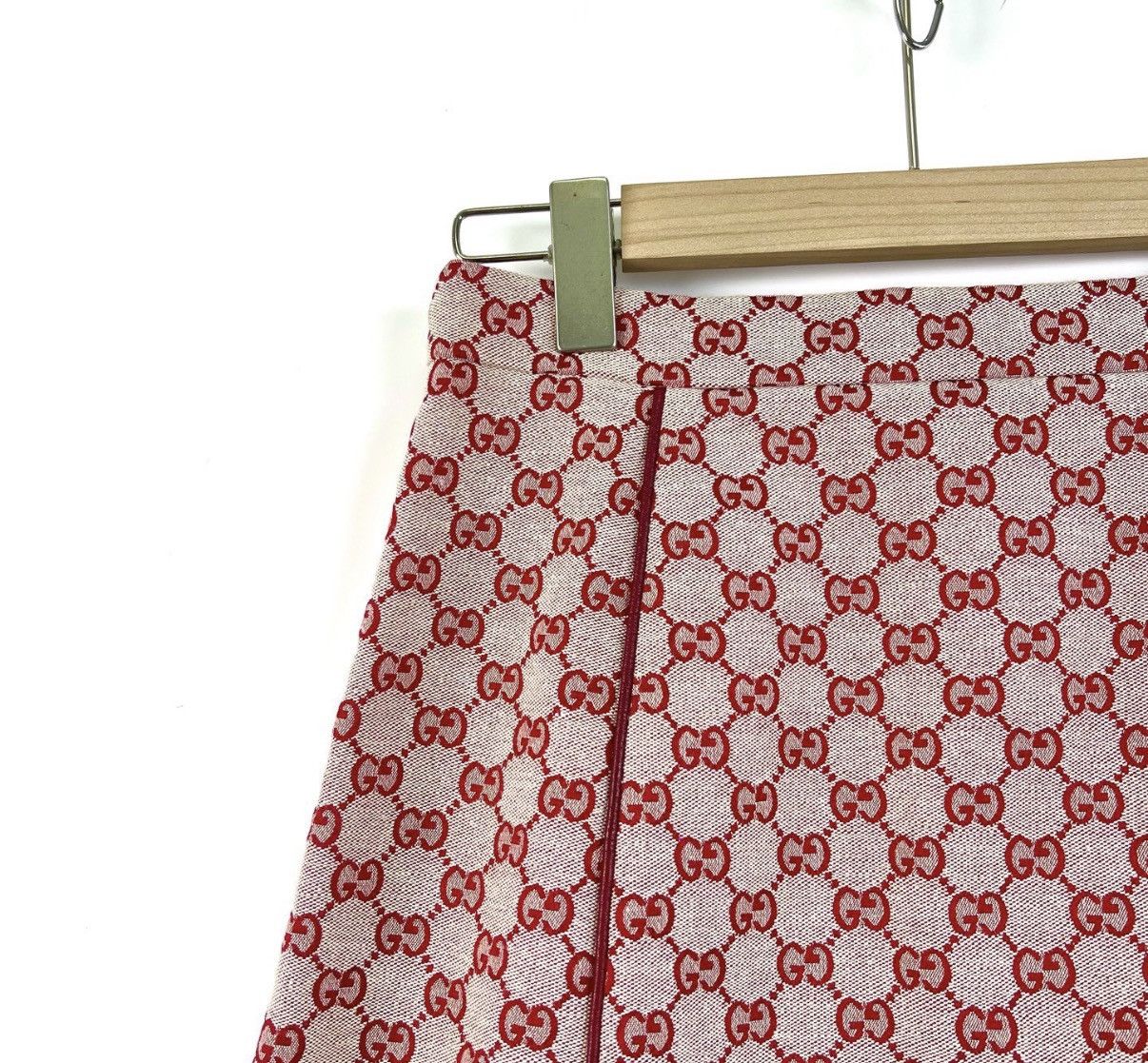 Gucci Gucci Red Double G Plaid Print Mid-Length A-Line Skirt K12 Size 26" / US 2 / IT 38 - 4 Thumbnail