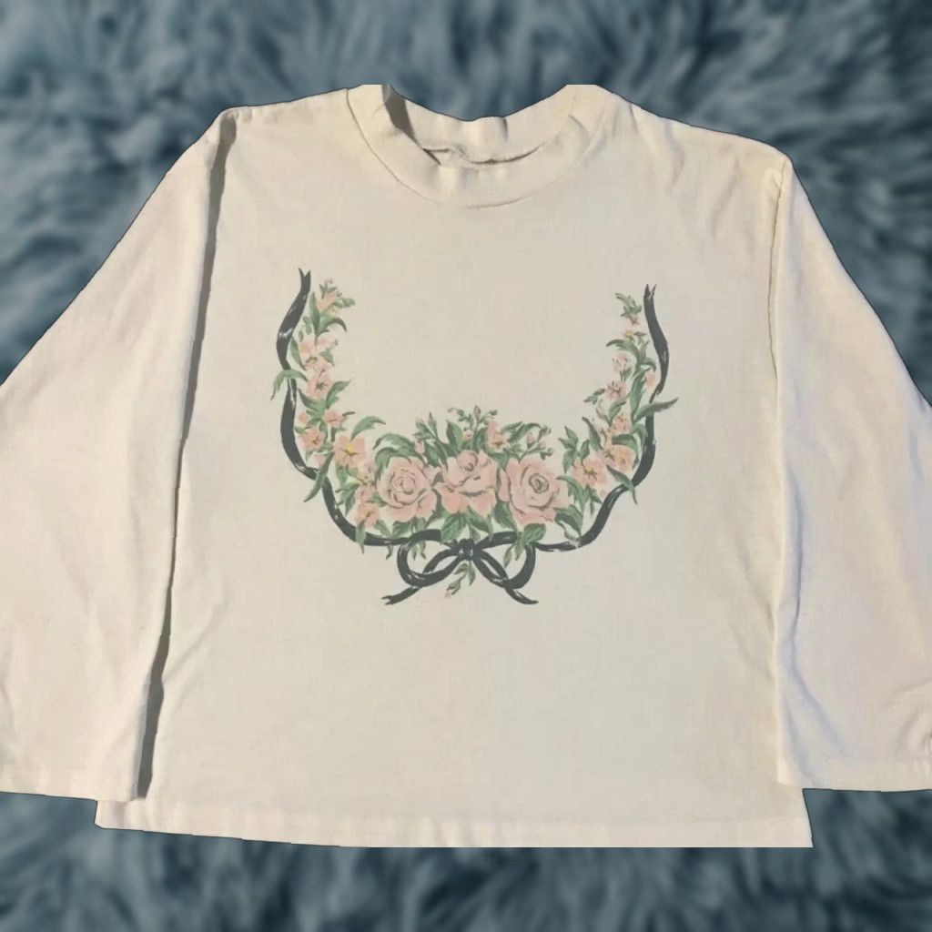 Vintage VINTAGE 90s Flower Art Faded Shirt M White Abstract Beach Grunge Vaporwave 80s Size M / US 6-8 / IT 42-44 - 1 Thumbnail