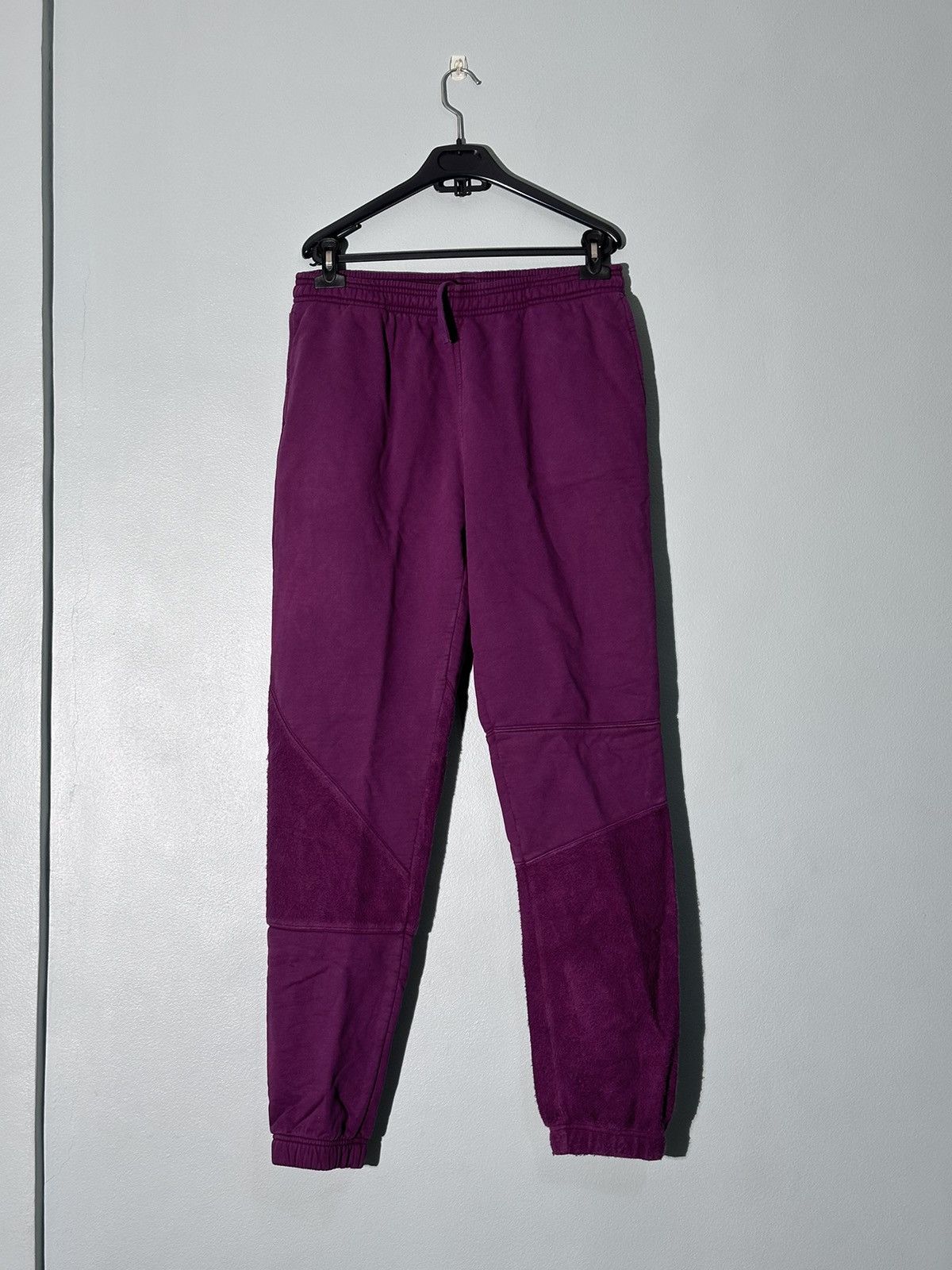 image of Brain Dead Asymmetrical Paneled Sweatpants in Maroon, Men's (Size 32)