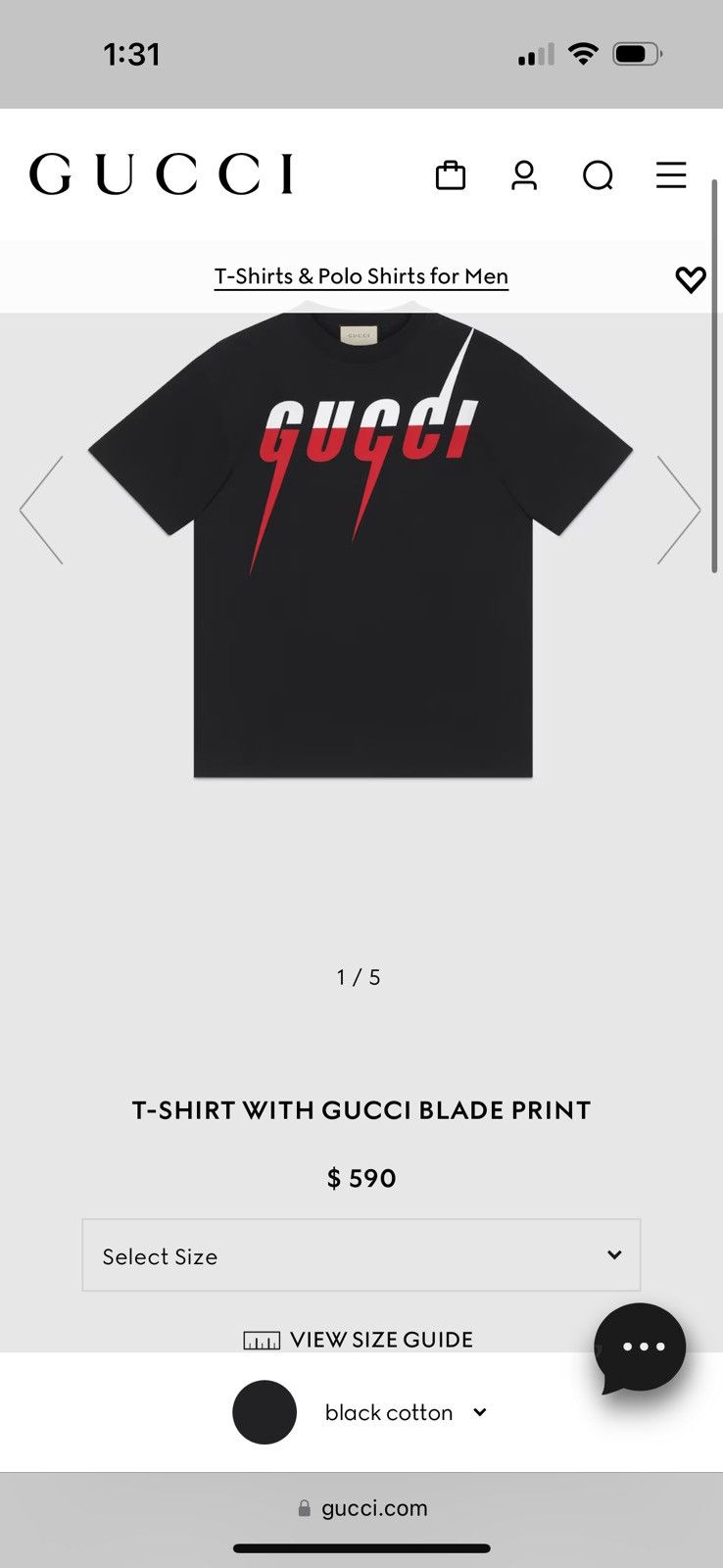 Gucci Gucci Blade Print T-shirt Size US S / EU 44-46 / 1 - 5 Thumbnail