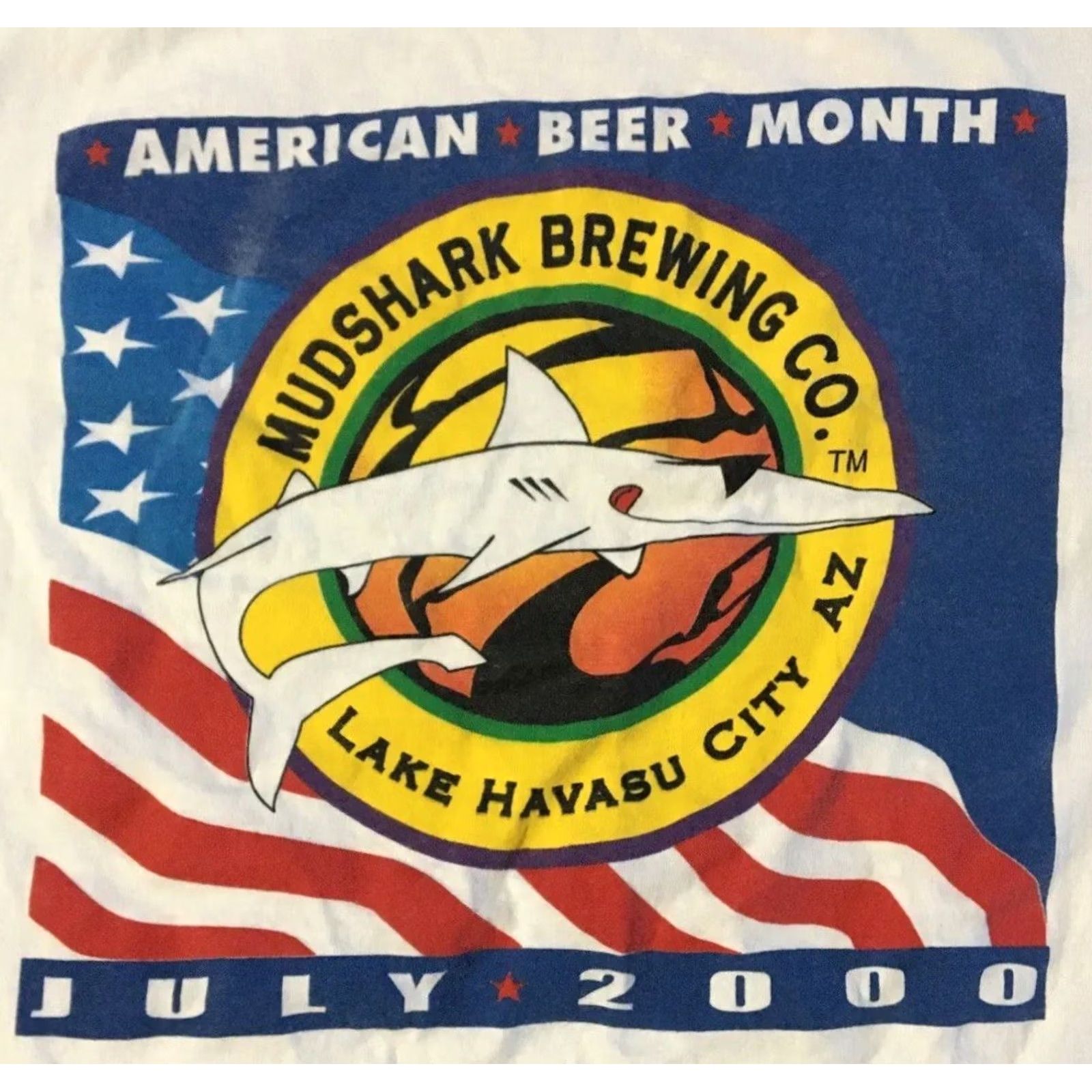 Vintage VINTAGE American Beer Month Shirt S Small White USA Flags Funny Grunge 90s Y2K Arizona Shark Animal Mens Shirts Size US S / EU 44-46 / 1 - 3 Thumbnail