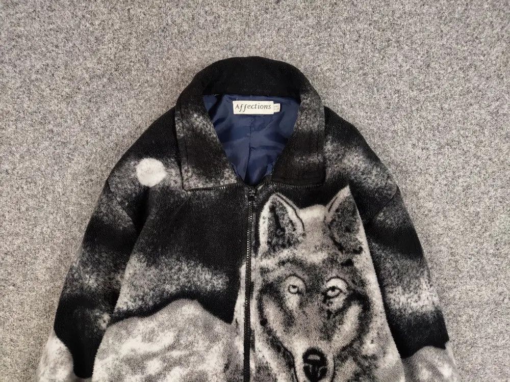 Japanese Brand Vintage 90's Fleece Zip Jacket Over Art Winter Wolf Hype Size US M / EU 48-50 / 2 - 3 Thumbnail