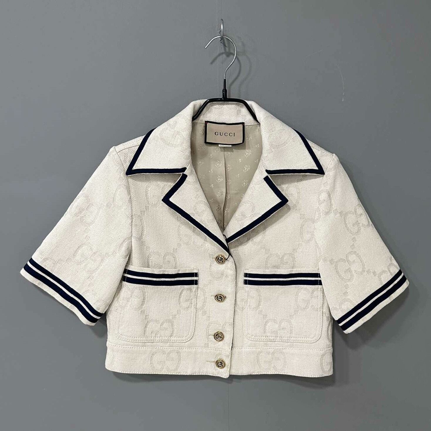 Gucci Gucci Monogram Print Linen Denim Jacket Size S / US 4 / IT 40 - 1 Thumbnail