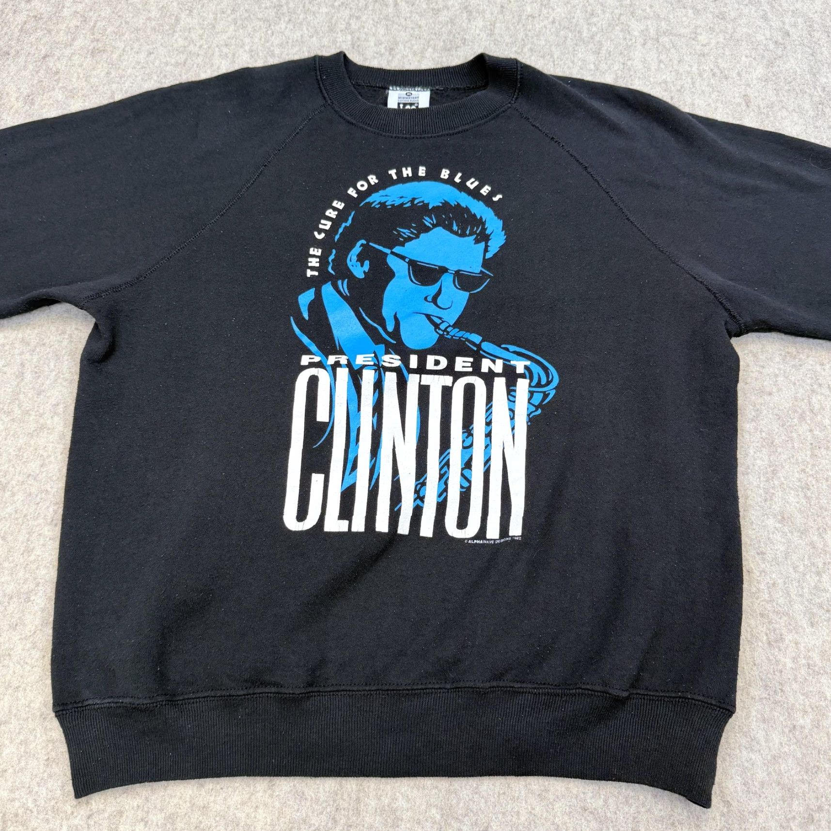Lee VINTAGE Lee Sweatshirt Mens XL Black Graphic Print 1992 USA 90s Clinton Presidency Pullover Size US XL / EU 56 / 4 - 2 Thumbnail