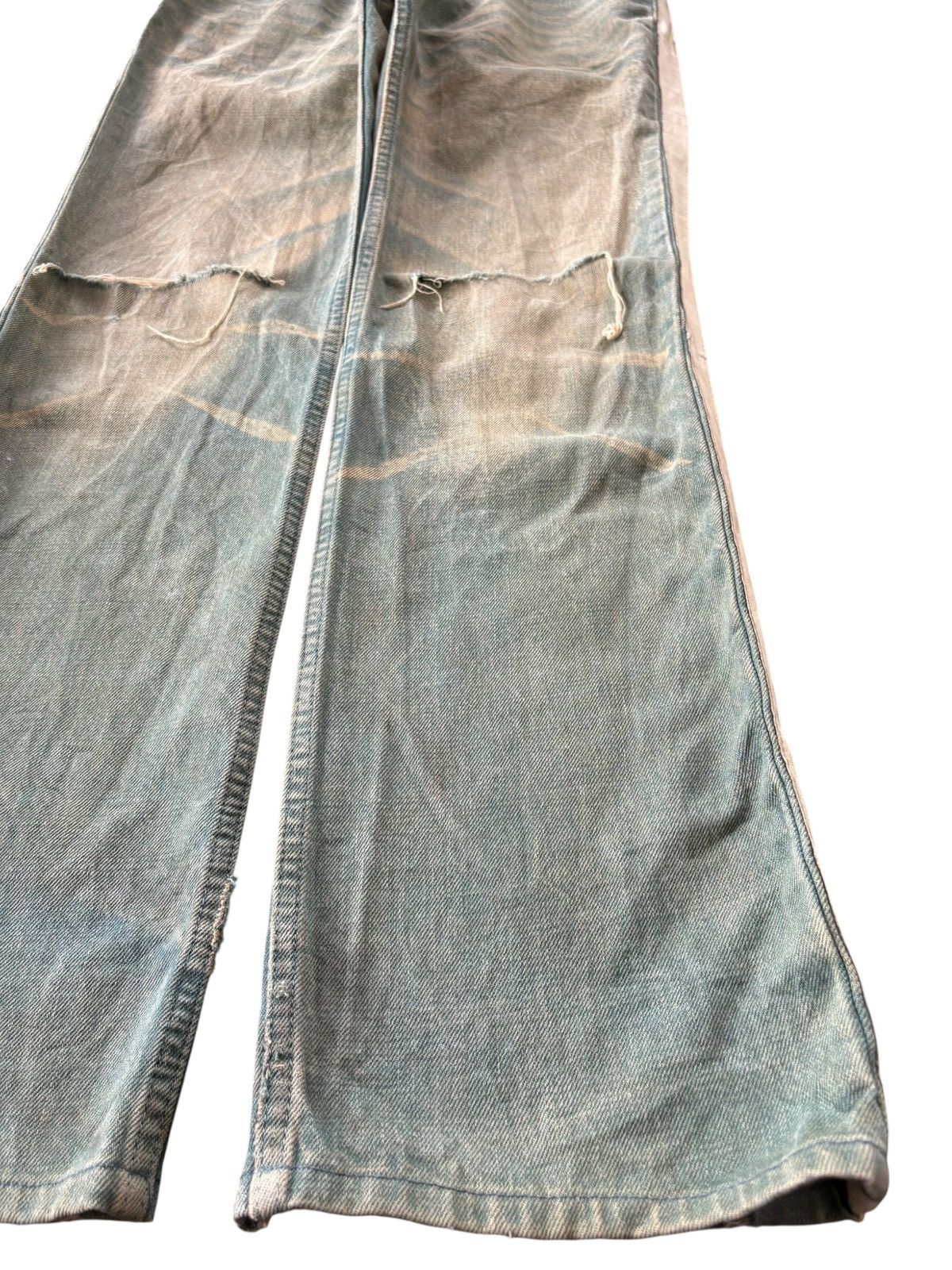 ABAHOUSE VTG Y2K Abahouse Super Mud Wash Striped Loose Jeans Size 33" - 7 Thumbnail