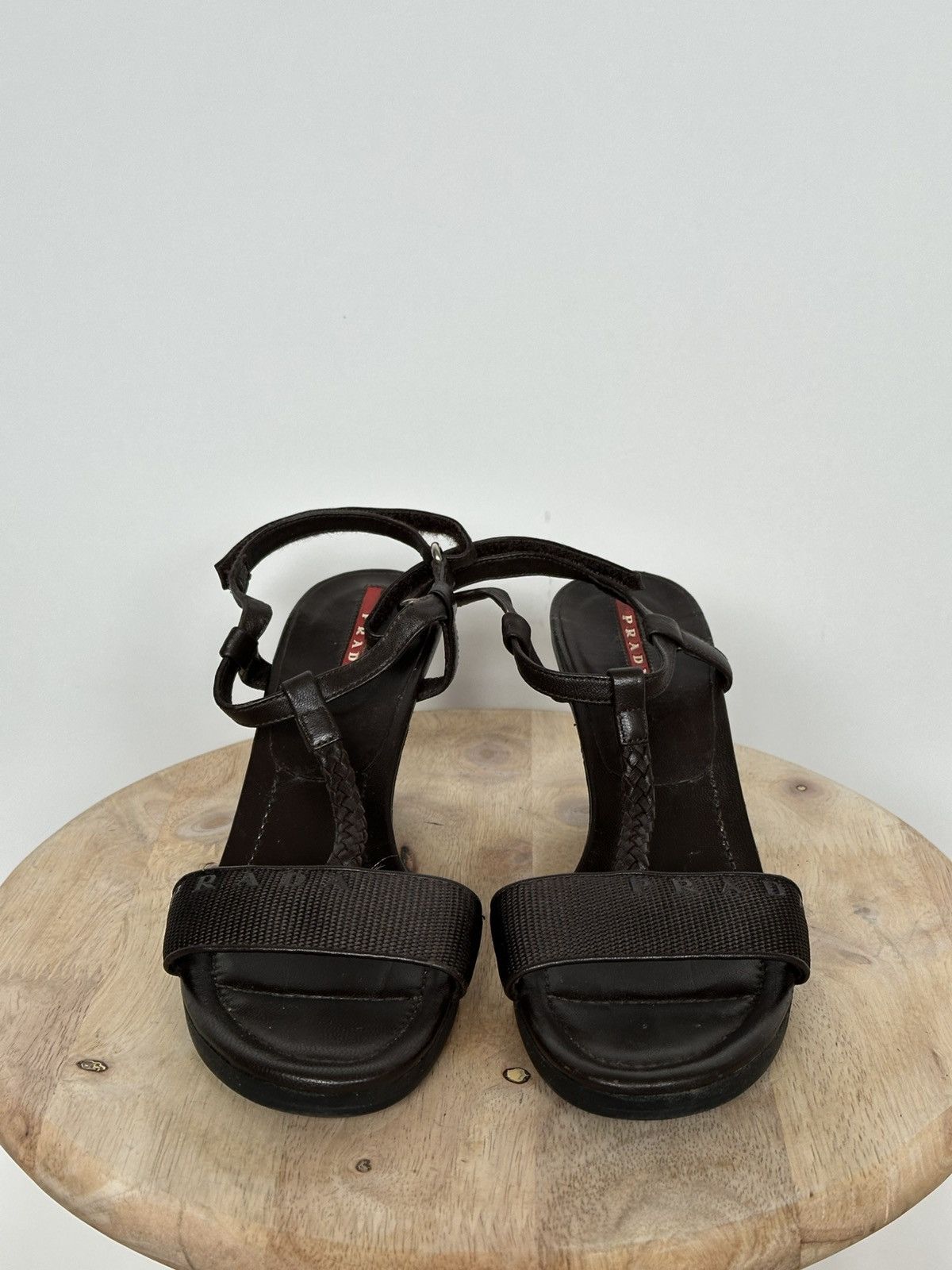 Designer × Prada Prada wedge sandals brown rare designer vintage Size US 7.5 / IT 37.5 - 5 Thumbnail