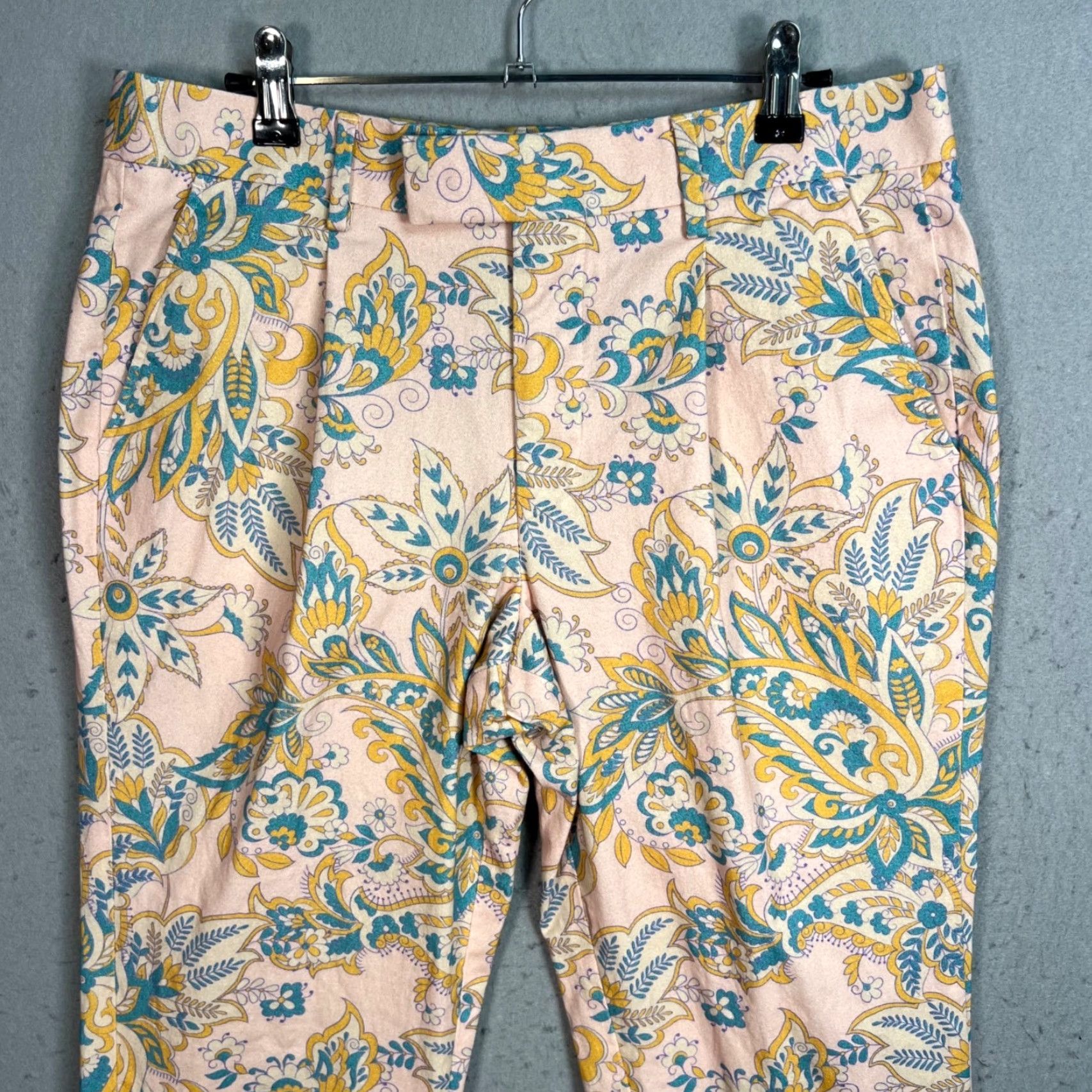 Asos ASOS Womens Floral Print Pleated Trousers Size 32 Straight Leg Cotton Blend Pants Women 32 Pink Chino 27 In Inseam Spring Summer 32 Regular Womens Size 24" / US 00 / IT 34 - 5 Thumbnail