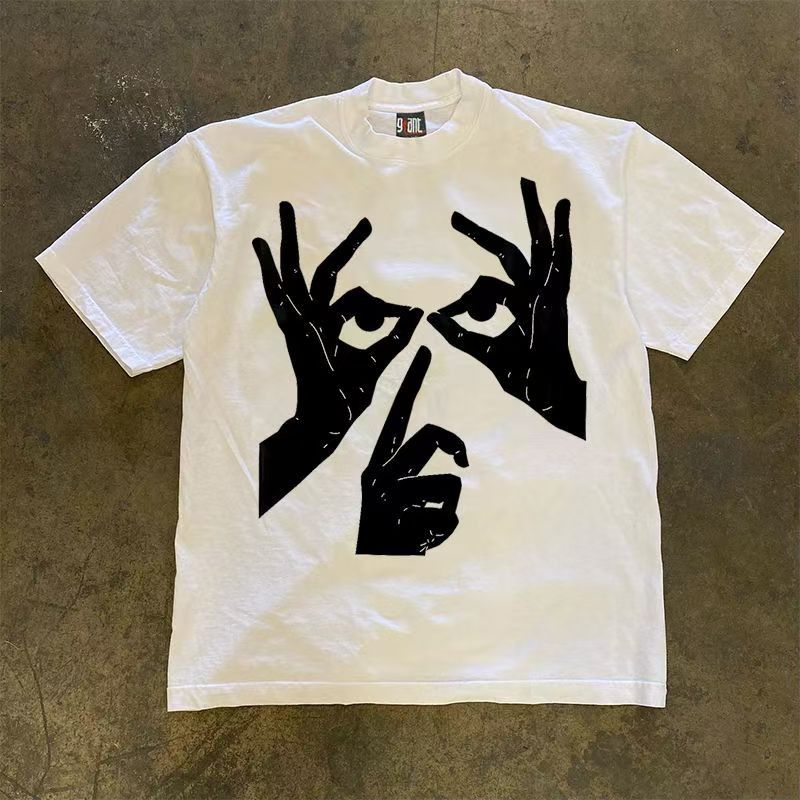 Vintage White Casual Loose Gesture Glasses Short Sleeve T Shirt Size US XL / EU 56 / 4 - 1 Thumbnail