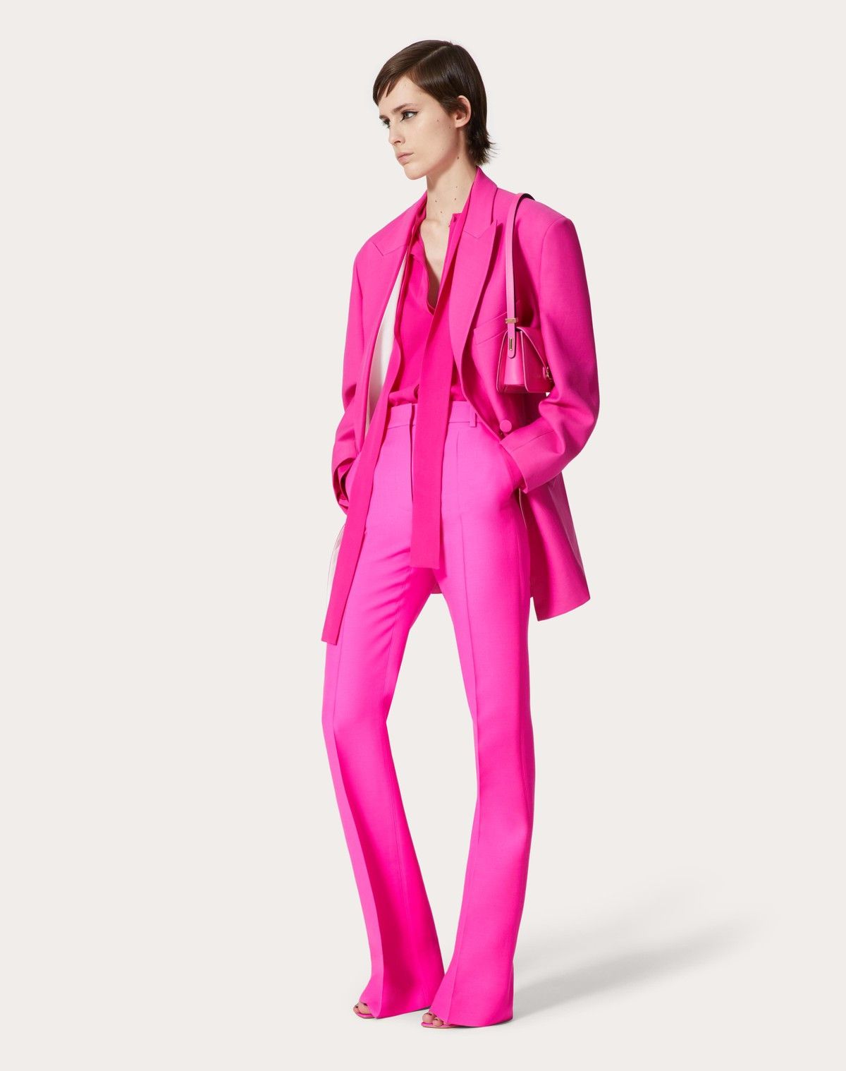 Valentino o1s1wg110525 Georgette Blouse in Pink Size M / US 6-8 / IT 42-44 - 3 Thumbnail