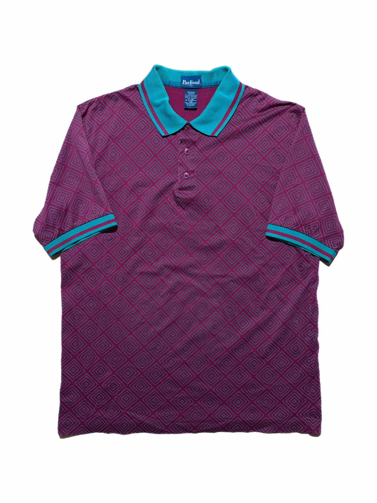 Vintage Vintage 90s Par Four Polo Shirt Mens Medium Geometric Golf Size US M / EU 48-50 / 2 - 1 Thumbnail