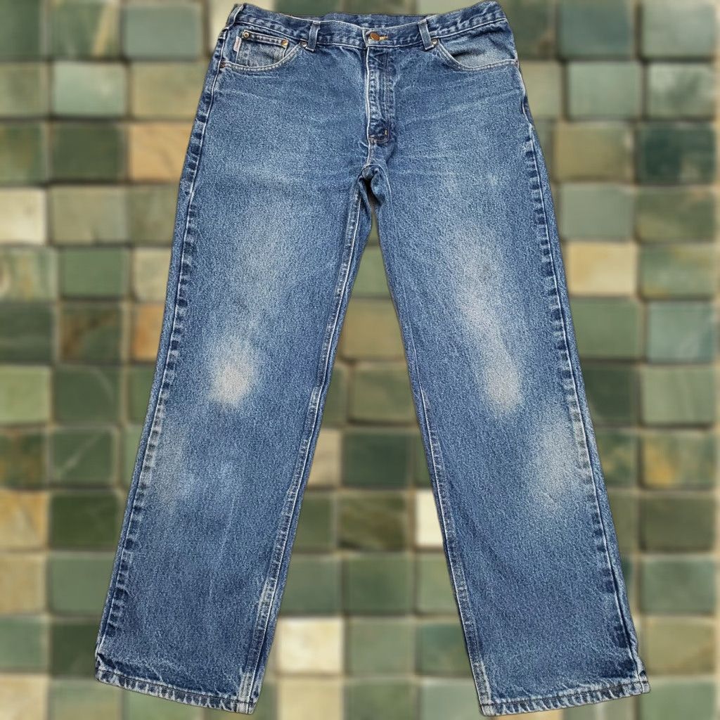 Carhartt VINTAGE Carhartt Jeans Men 38x32 Blue Denim Straight Leg Relaxed Fit Faded Casual Pants Size US 38 / EU 54 - 1 Thumbnail