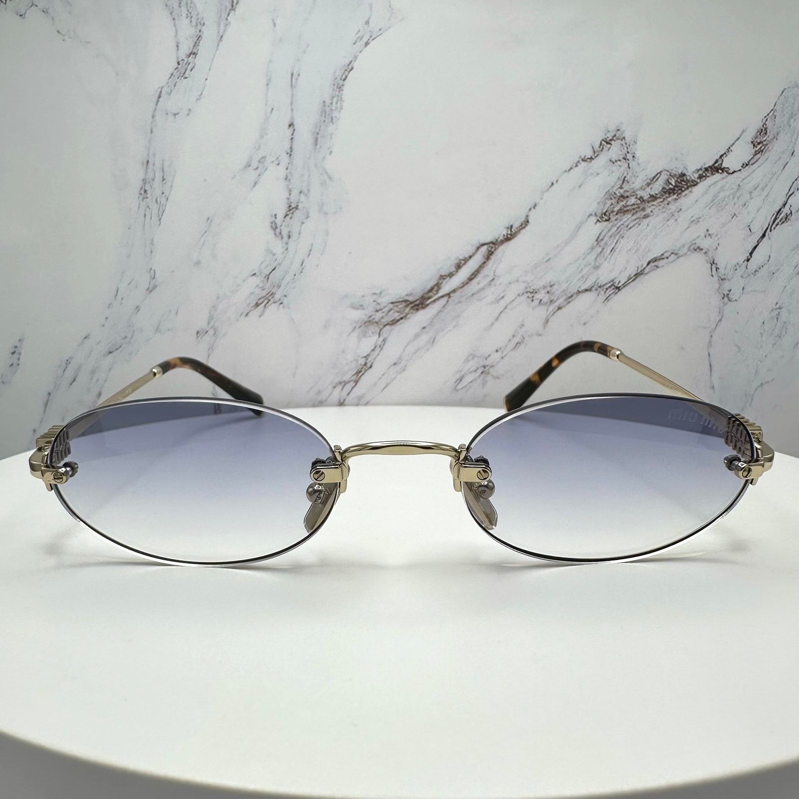 Miu Miu New MIU MIU Sunglasses Oval MU A54S Gold Rimless Gradient Size ONE SIZE - 2 Thumbnail