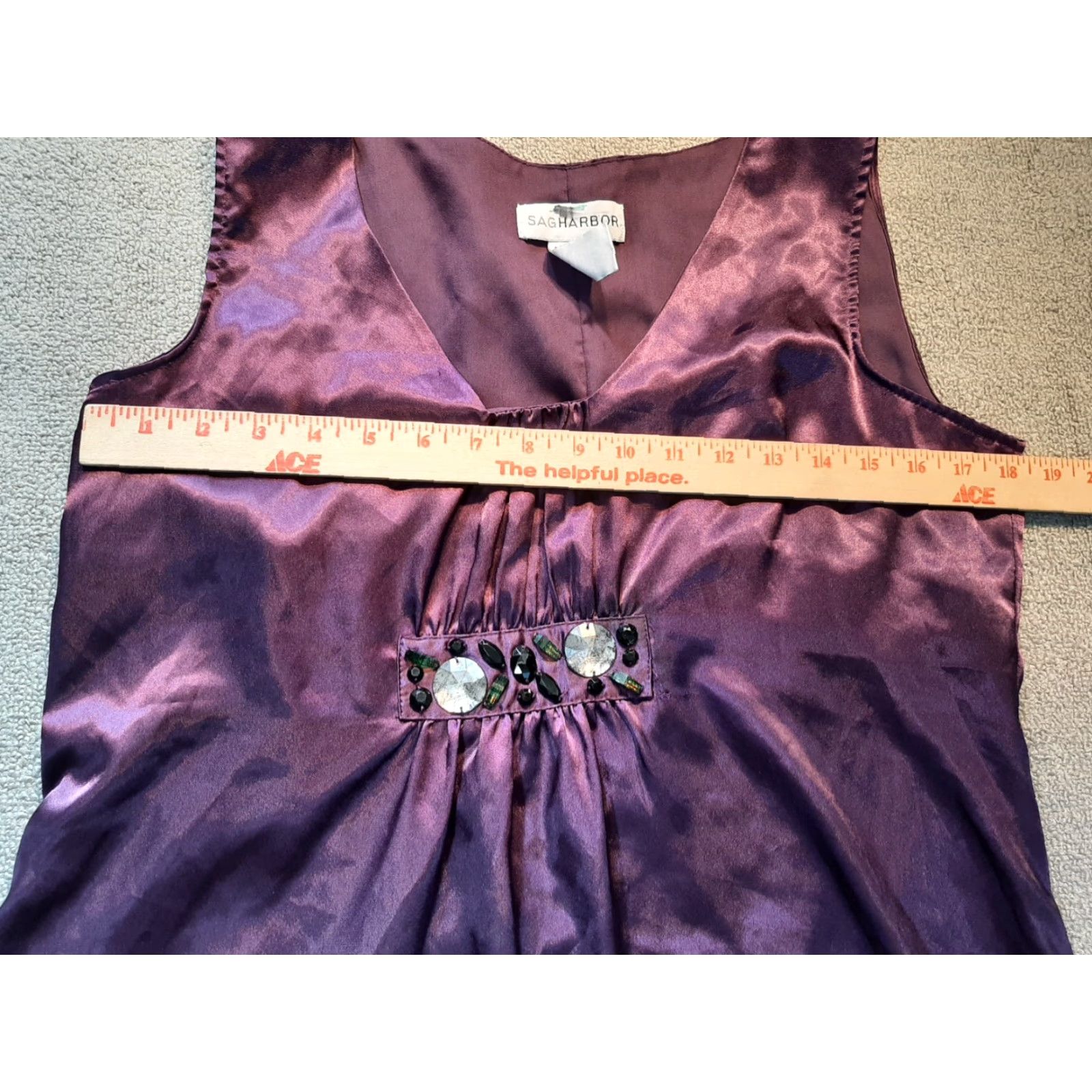 Vintage Sag Harbor Women Sleeveless Top Purple Beaded Polyester Blouse S Purple Sleeveless Casual Women Sag Harbor Size S / US 4 / IT 40 - 5 Thumbnail