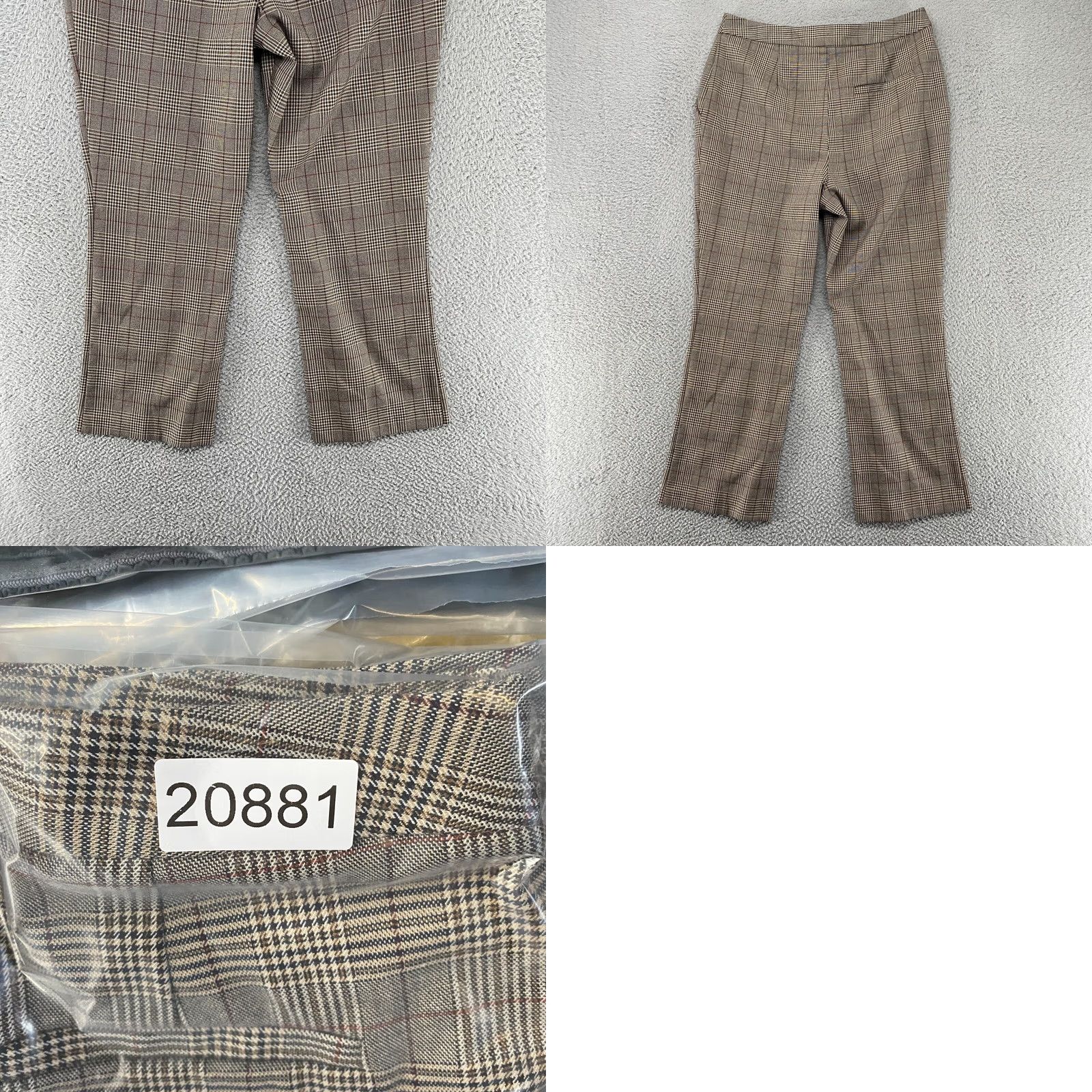 Topshop Topshop Plaid Pants Womens 10 High Waisted Flat Front Cropped Work Career Pockets Straight Inseam 26in Brown Modern Size 32" / US 10 / IT 46 - 9 Thumbnail