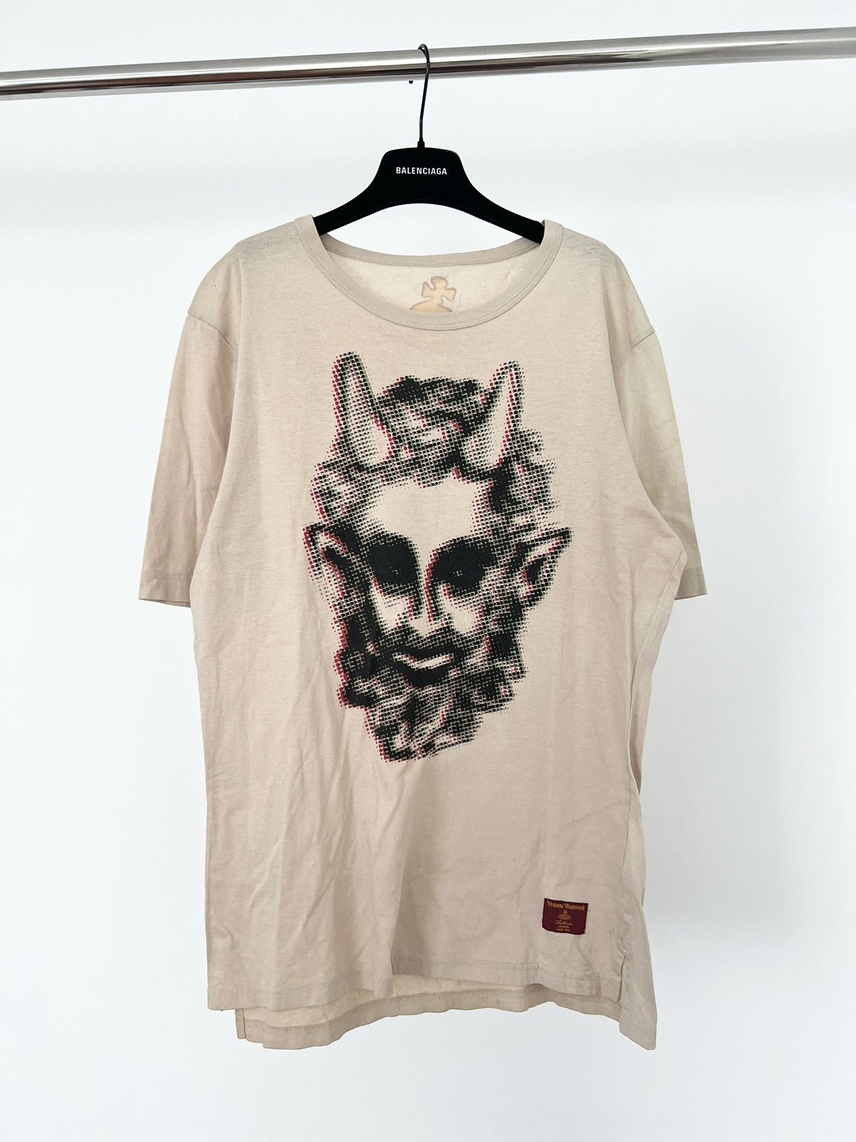 image of Vintage x Vivienne Westwood 2000’S Vivienne Westwood Devil Boo Tee Shirt in Beige (Size Medium)