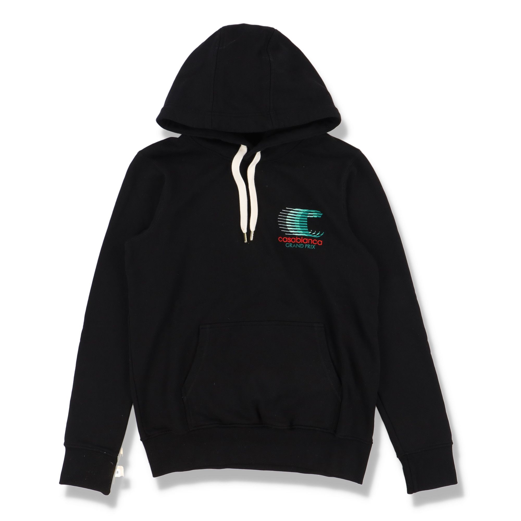 image of Casablanca Black Grand Prix Embroidered Logo Hoodie, Women's (Size XS)