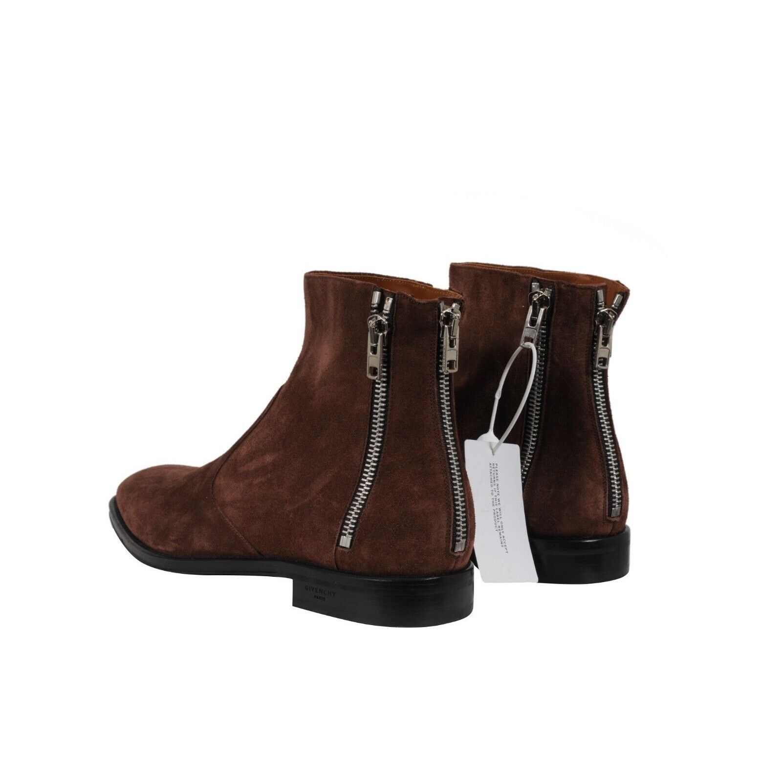 Givenchy Triple Zip Boots Brown Suede Diagonal Side Zip Size US 12 / EU 45 - 7 Thumbnail