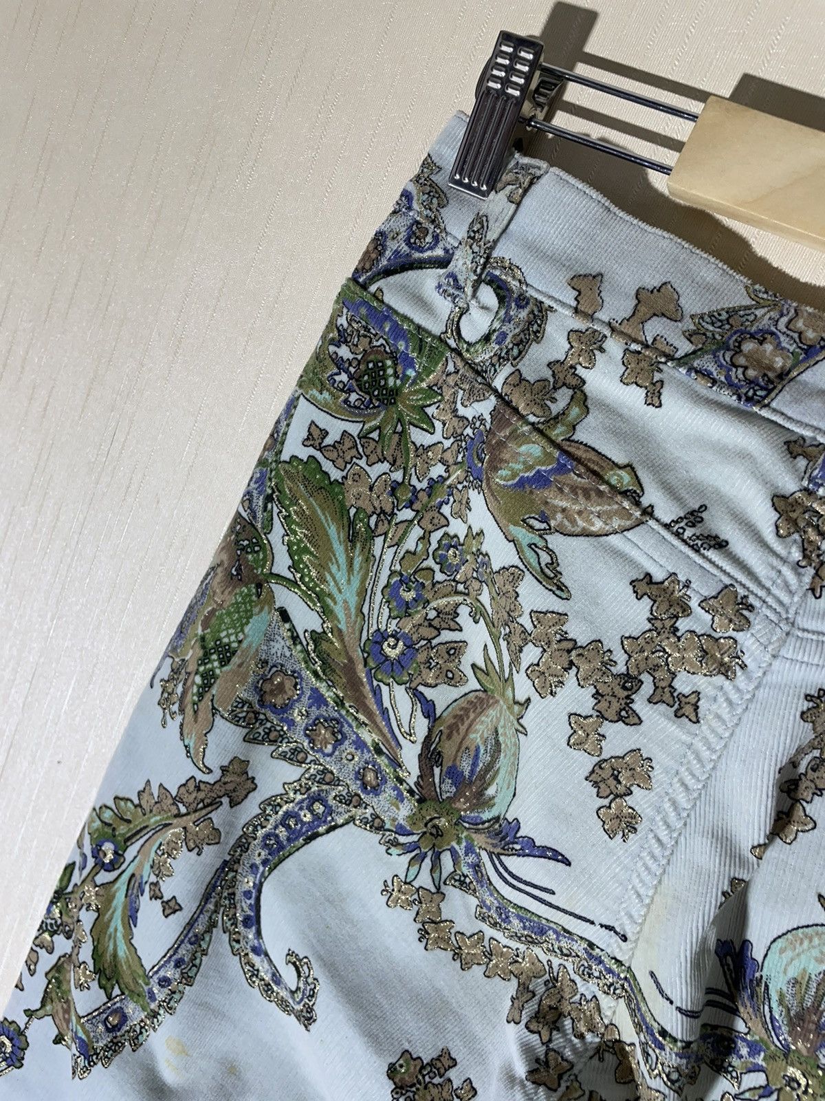 Roberto Cavalli × Vintage Roberto Cavalli velvet floral print vintage pants 90s Size 28" / US 6 / IT 42 - 14 Thumbnail