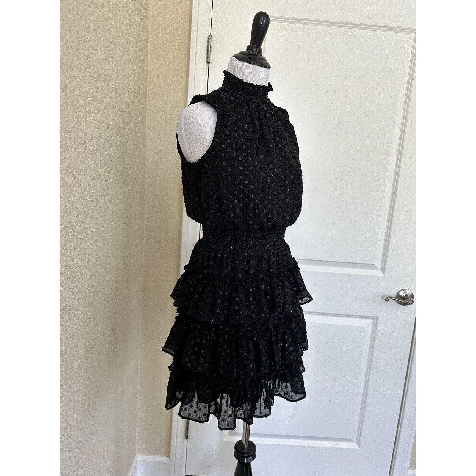 Other Black Smocked Neck Ruffle Tiered Mini Dress 1. State NWT Size S / US 4 / IT 40 - 3 Thumbnail