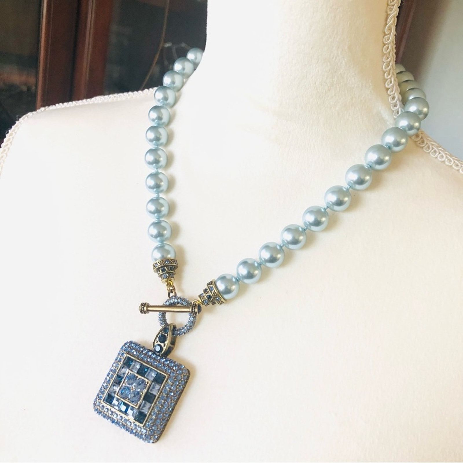 Jewelry Heidi Daus Tantalizing Cool Mint Glass Pearl Necklace in Blue, Women's
