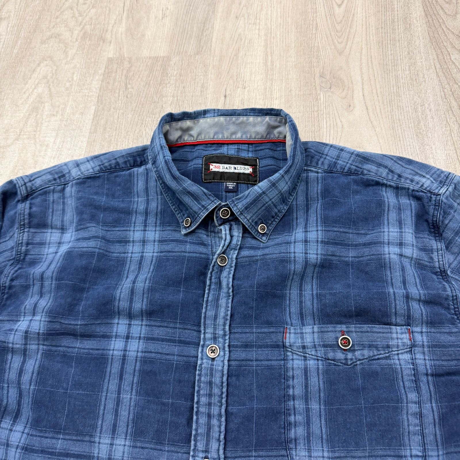 Vintage 32 Bar Blues Button Down Shirt Men's 2XL Blue Plaid Preppy Size US XXL / EU 58 / 5 - 3 Thumbnail