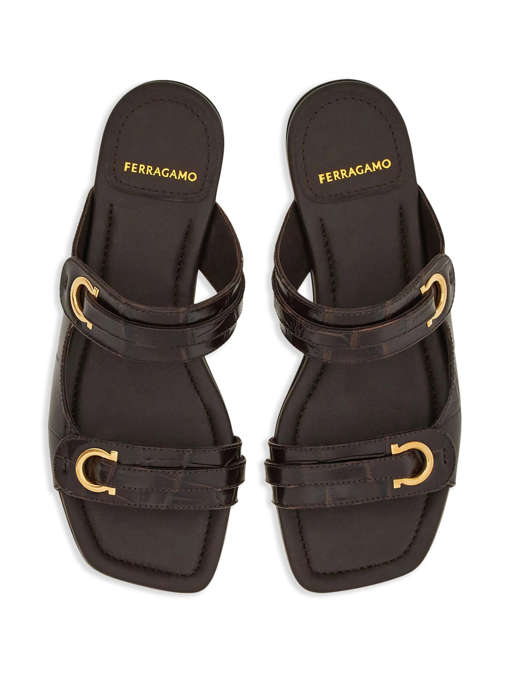 Salvatore Ferragamo o1s1rm1225 Gancini-plaque Leather Slides in Black Size US 8 / IT 38 - 4 Thumbnail