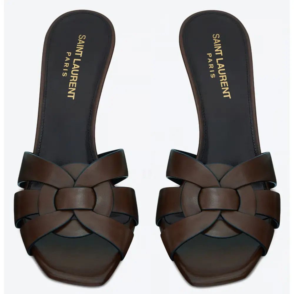 Saint Laurent Paris o1b1hav111024 Tribute Leather Mules in Purple Size US 6.5 / IT 36.5 - 4 Thumbnail