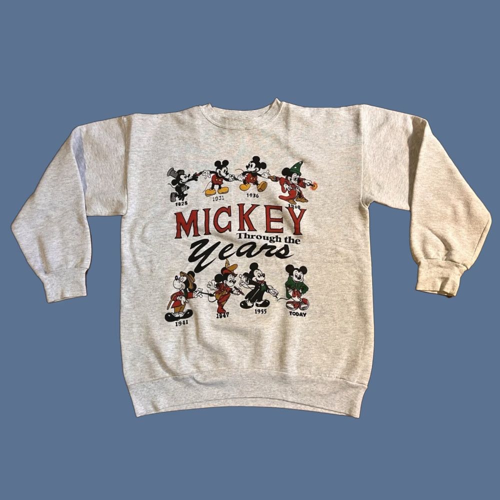 Vintage VINTAGE Mickey Mouse Through The Years Sweatshirt Men’s L Grey 80s Cartoon Retro USA Graphic Print Sweatshirt Mens VINTAGE Size US L / EU 52-54 / 3 - 1 Thumbnail