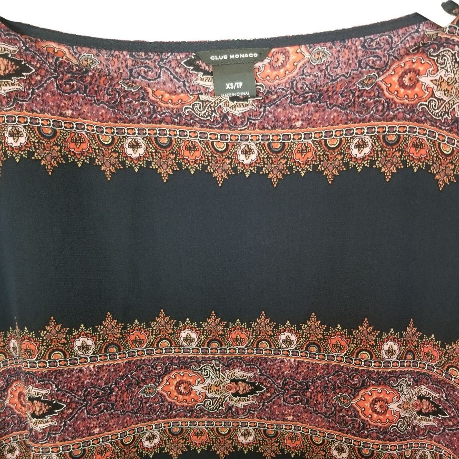 Club Monaco Club Monaco Women Silk Top Floral Striped XS Quiet Luxury Size XS / US 0-2 / IT 36-38 - 2 Thumbnail