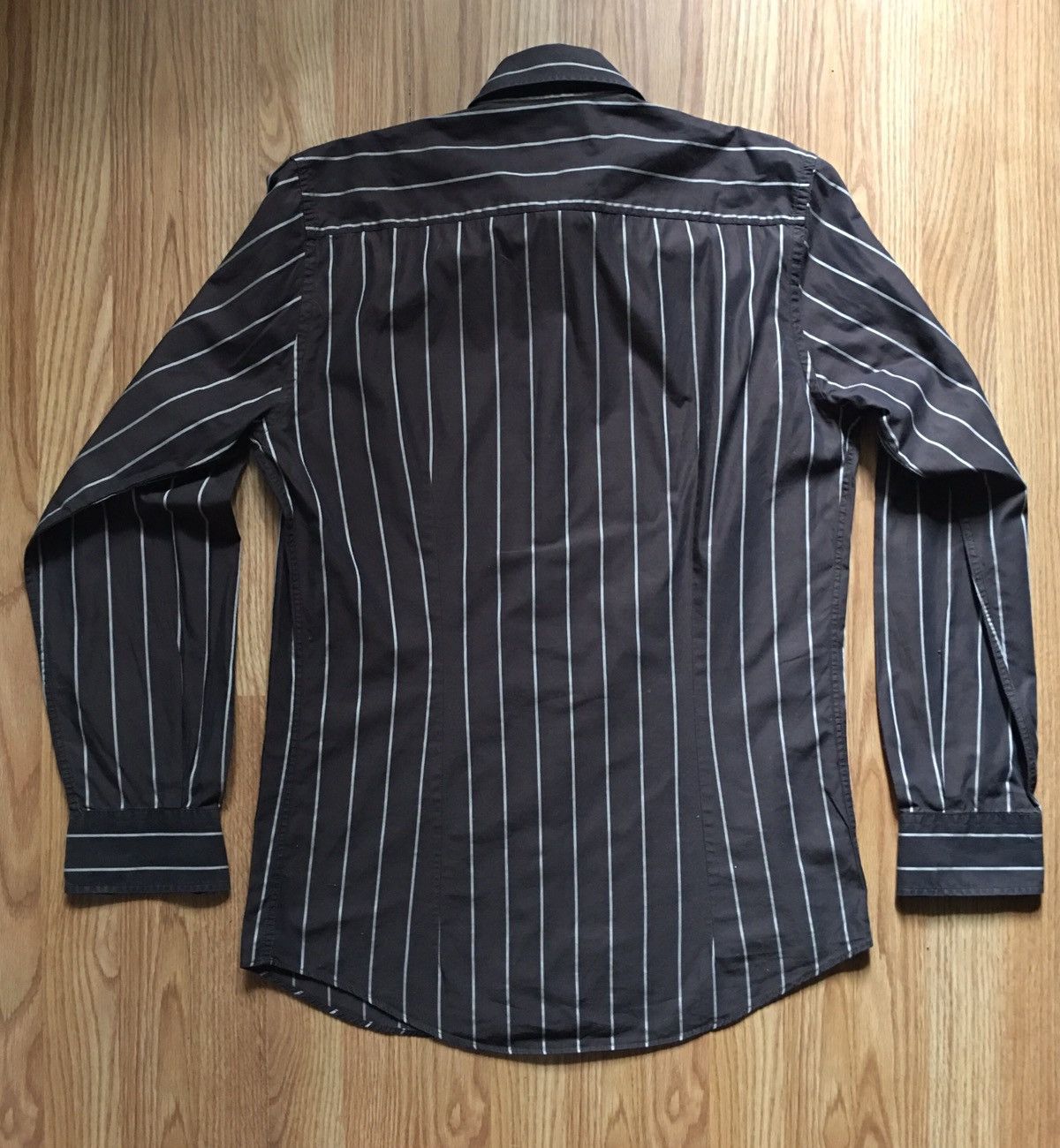 Dolce & Gabbana Dolce & Gabbana Brown Striped Mens Shirt Size 16.5 / 42 Size 42R - 4 Thumbnail