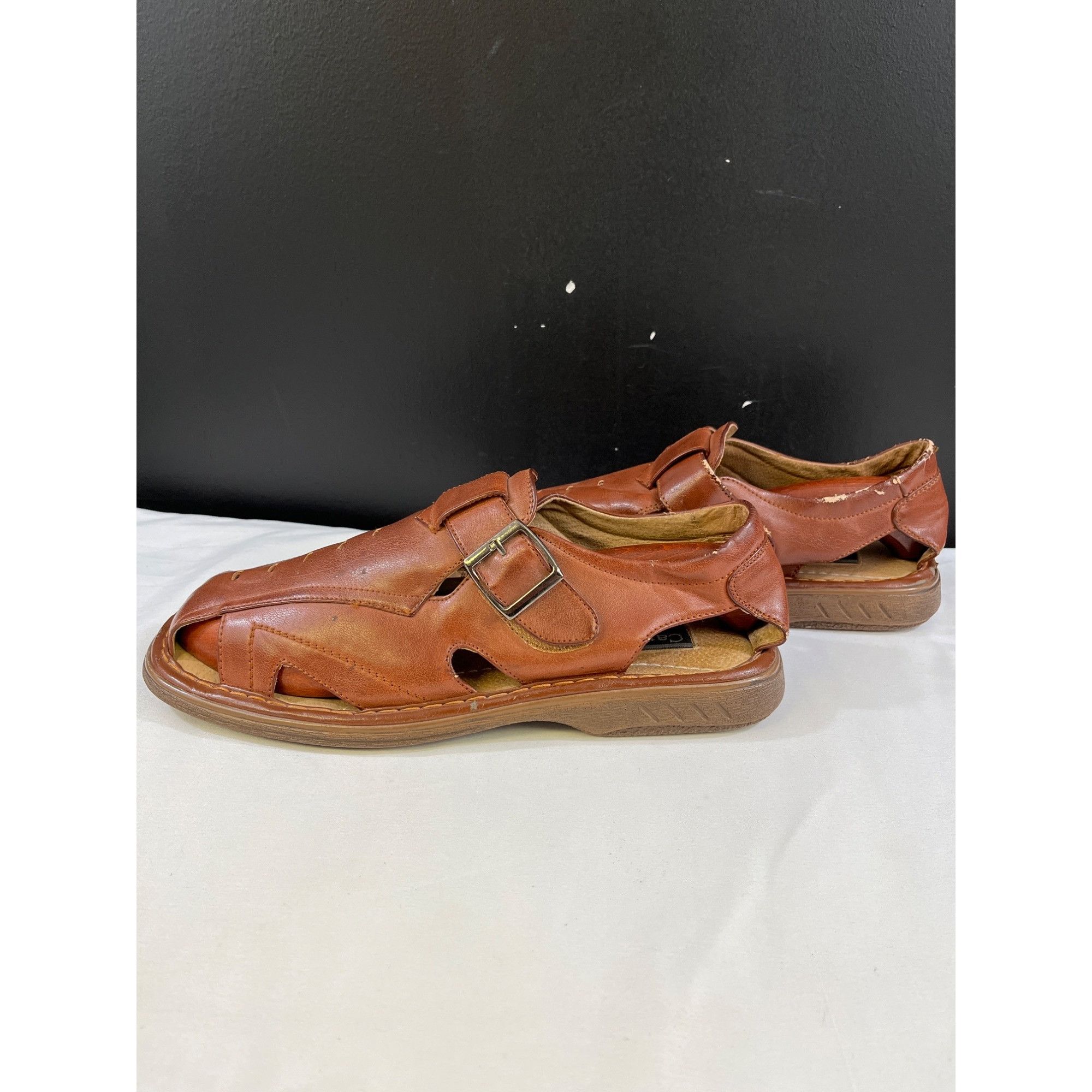 Other Carlo Pradi Mens Browns Leather Sandals Size 11M SKU 6369 Size US 11 / EU 44 - 5 Thumbnail
