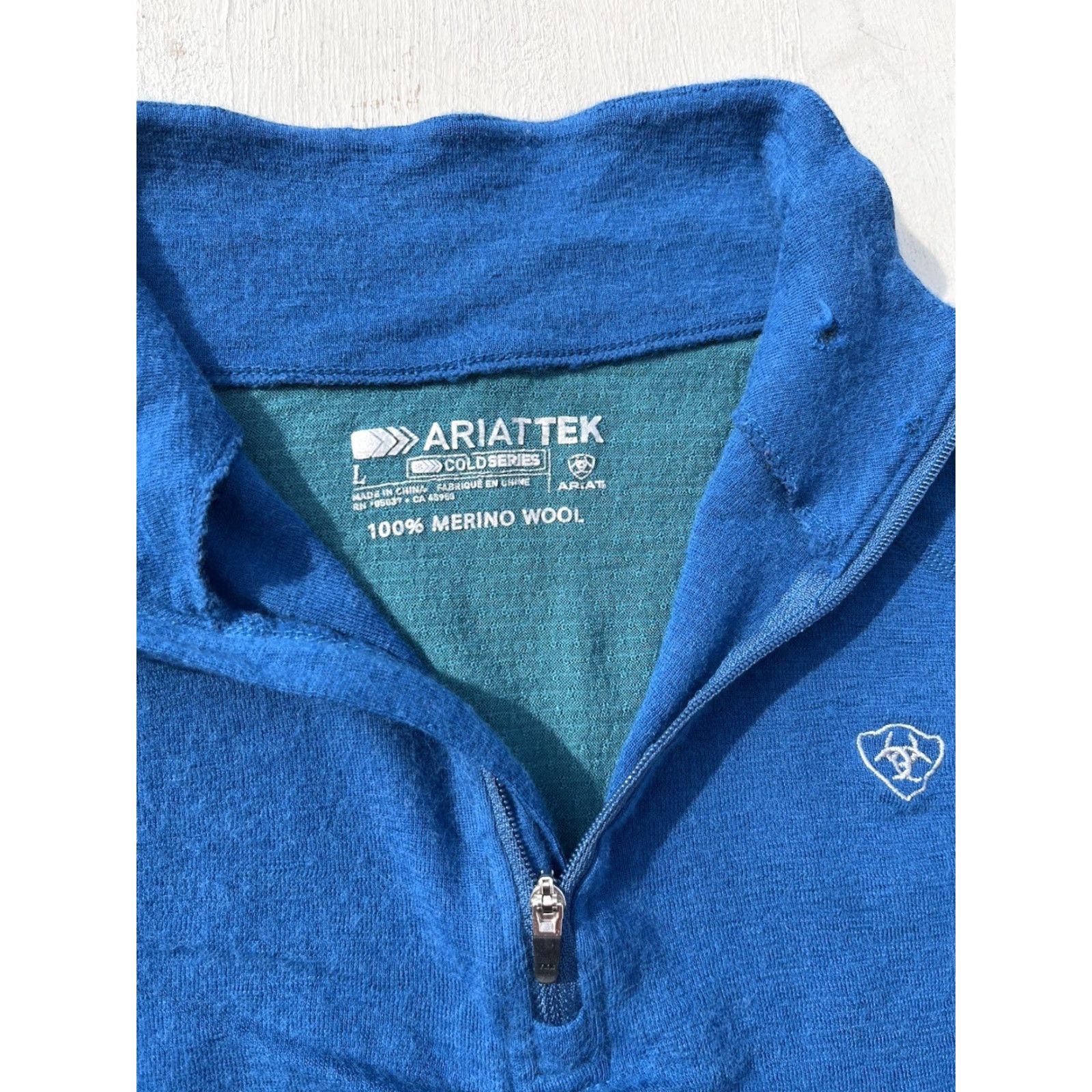 Ariat Ariat Tek Sweater Blue Pullover L Merino Wool 1/4 Zip 90s Outdoor Hiking Mens Regular Pullover Size US L / EU 52-54 / 3 - 4 Thumbnail