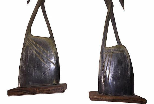 Designer Water Buffalo Horn Crane Statues Set/2 Size ONE SIZE - 6 Thumbnail