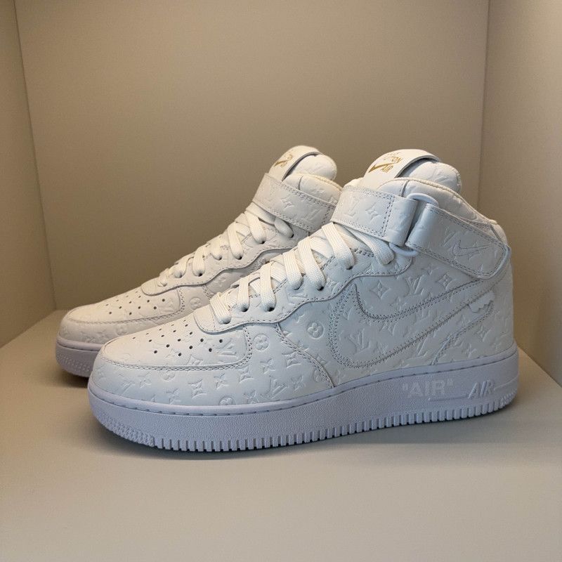 Louis Vuitton Nike x Louis Vuitton Stylish White High-Top Sneakers 0079 Size US 8 / EU 41 - 1 Thumbnail