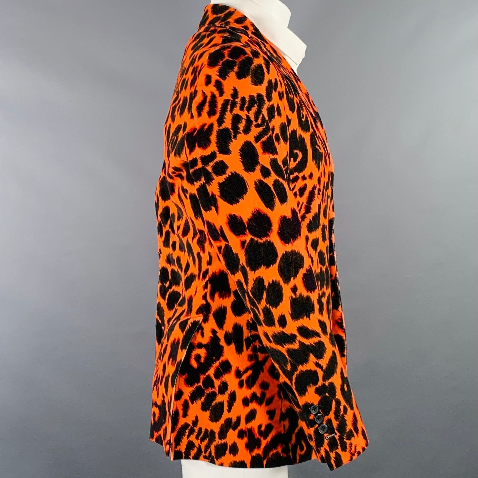 R13 Leopard Print Cotton Velvet Notch Lapel Sport Coat Size 38R - 2 Thumbnail