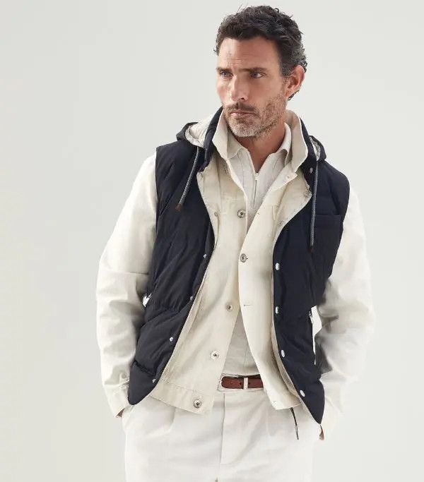 image of Brunello Cucinelli O1W1Db10524 Vest In Black, Men's (Size XL)