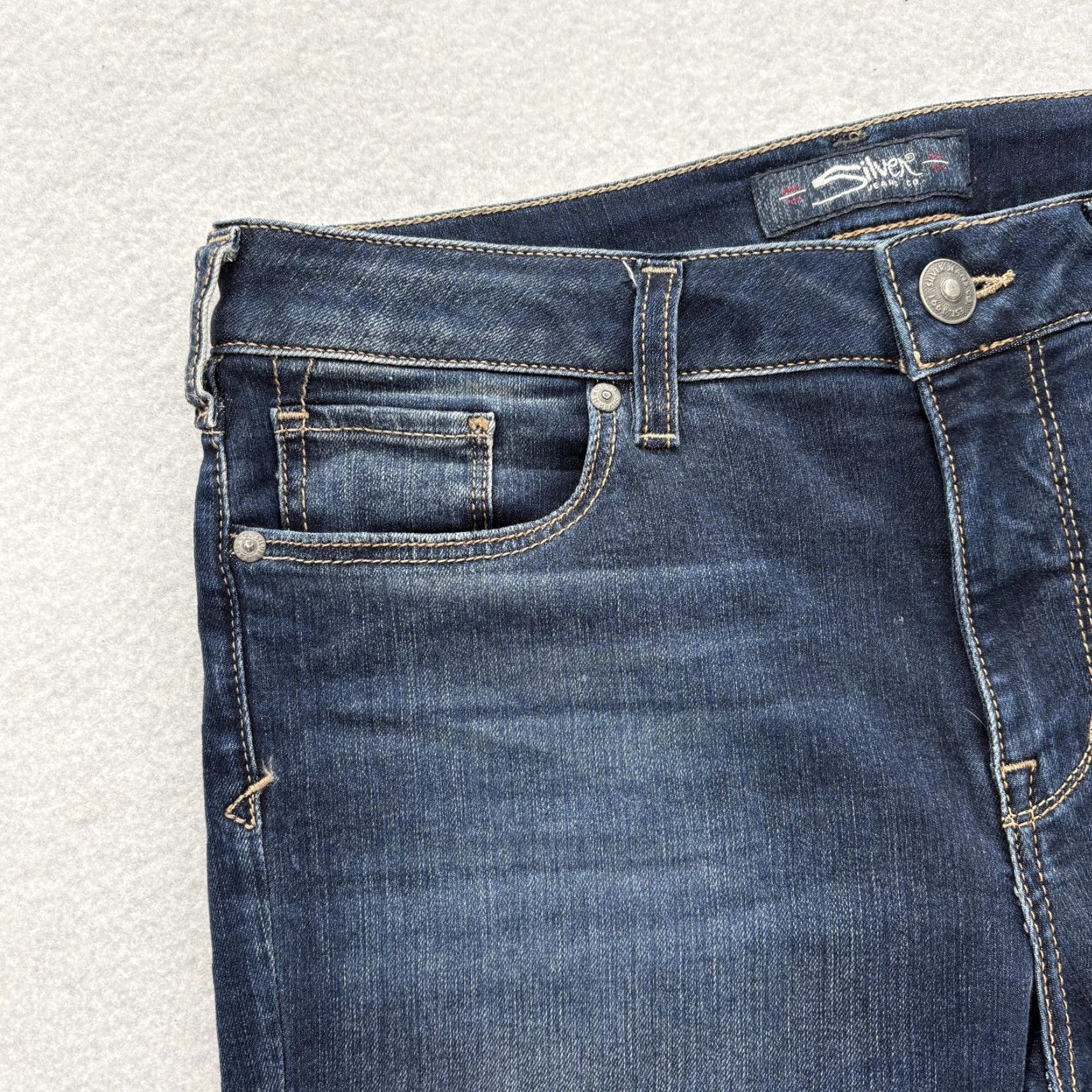 Silver Jeans Co. Silver Jeans Womens Skinny Denim 29x29 Dark Wash Bleecker Stretch Grunge Rock Size 29" - 3 Thumbnail