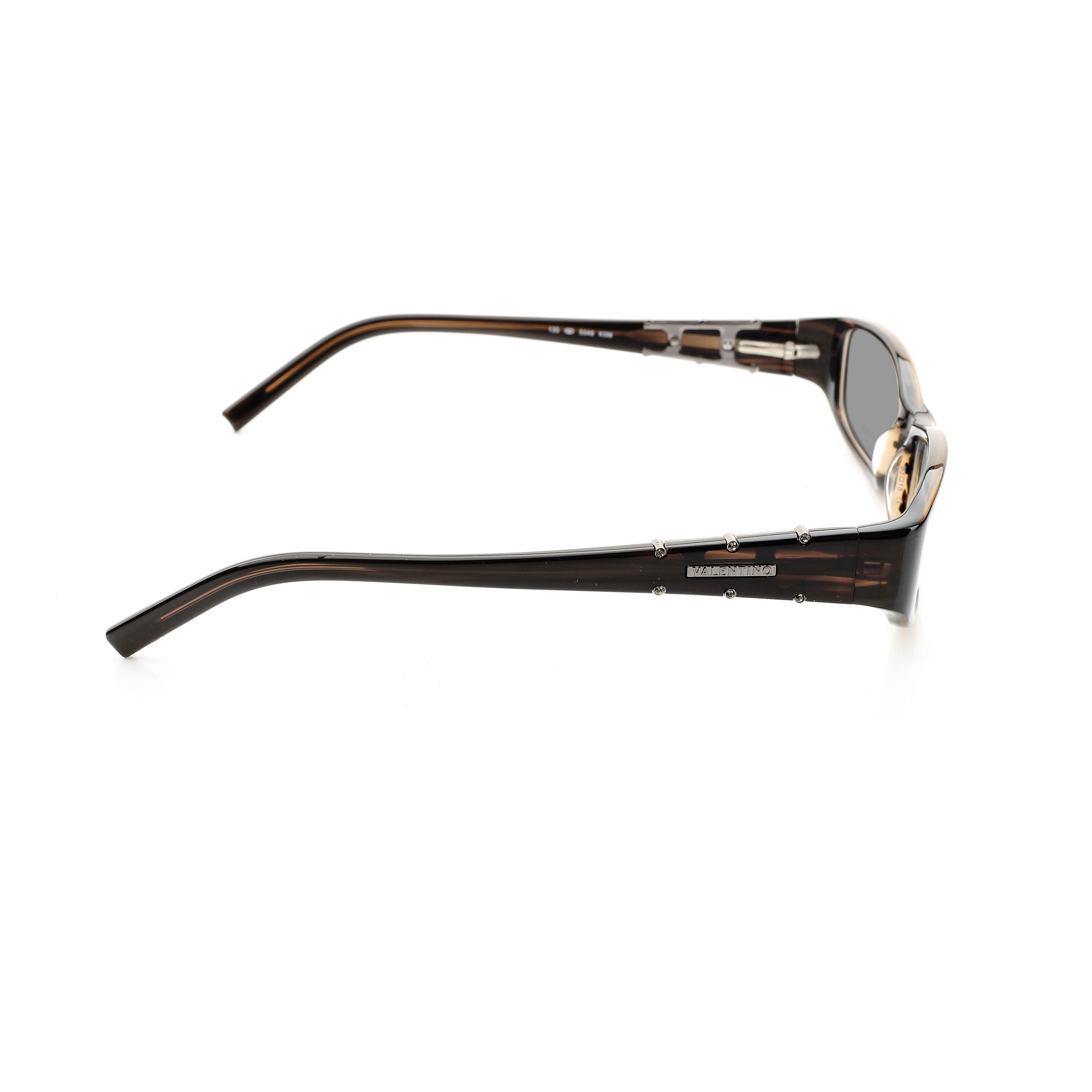 Valentino Valentino '90s Brown Crystals Plastic Sunglasses Size ONE SIZE - 3 Thumbnail