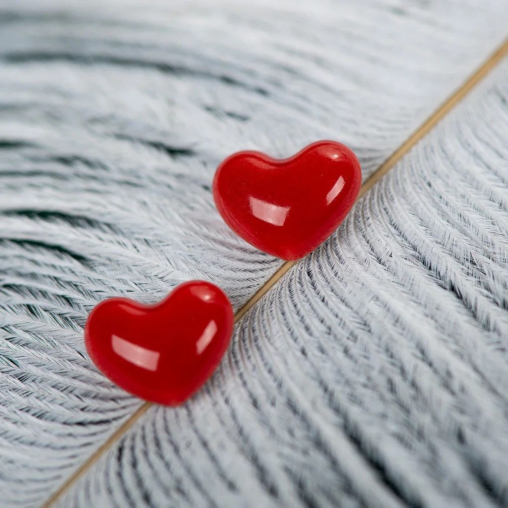 Jewelry Love Heart Stud Earrings Ceramic Ear Gift For Her Size ONE SIZE - 1 Thumbnail